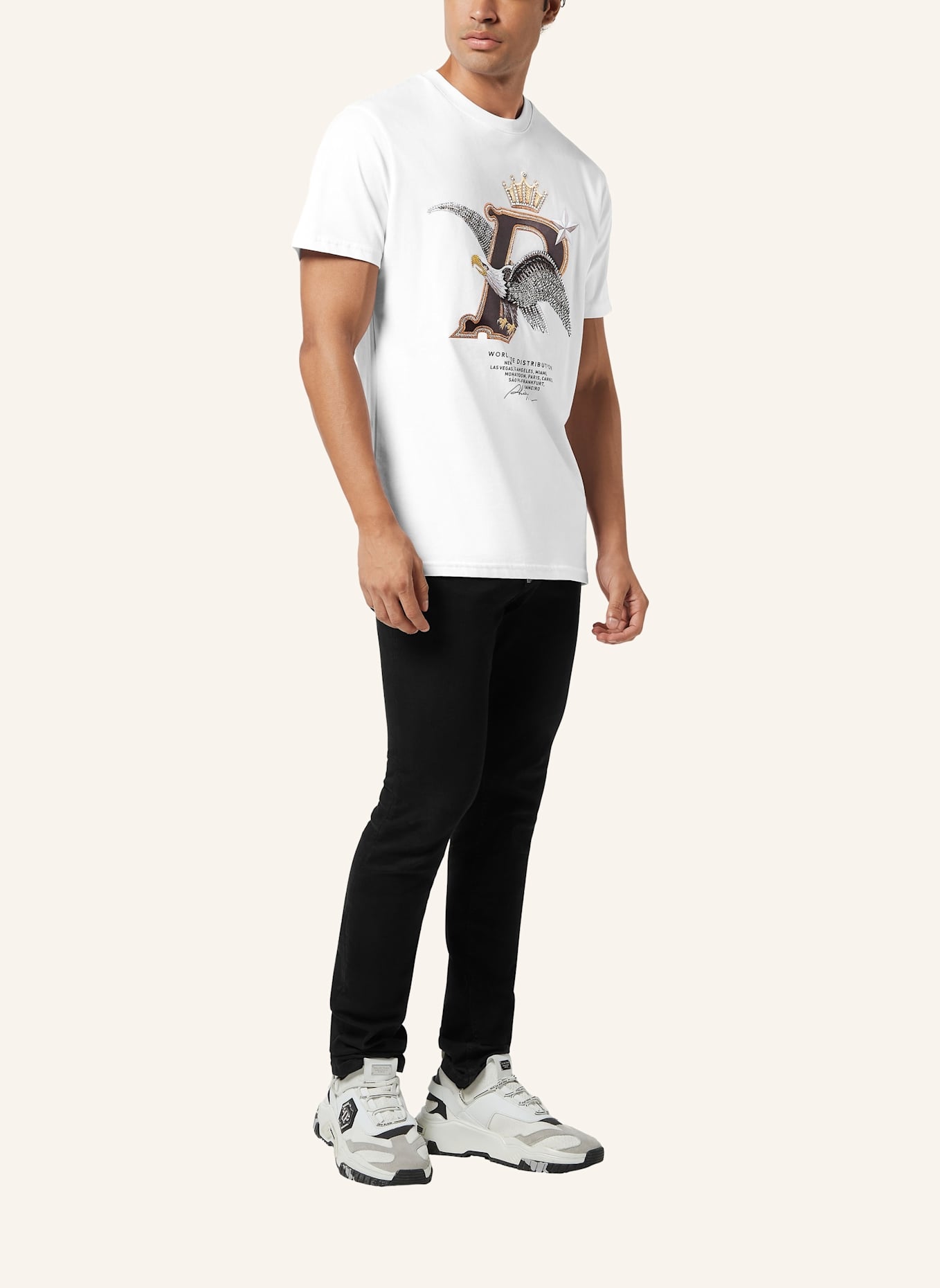 PHILIPP PLEIN T-Shirt Rundhalsausschnitt Ss EAGLE: WEISS