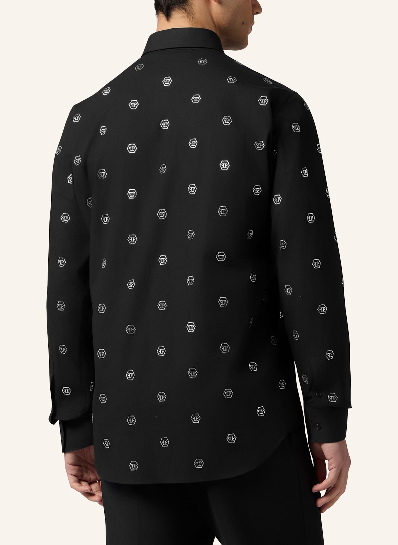 PHILIPP PLEIN PHILIPP PLEIN Sugar Daddy Cut Shirt Monogram Strass: SCHWARZ