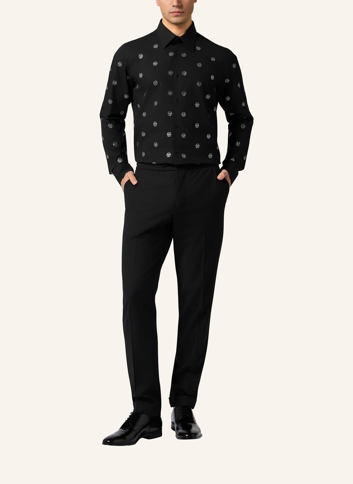 PHILIPP PLEIN PHILIPP PLEIN Sugar Daddy Cut Shirt Monogram Strass: SCHWARZ