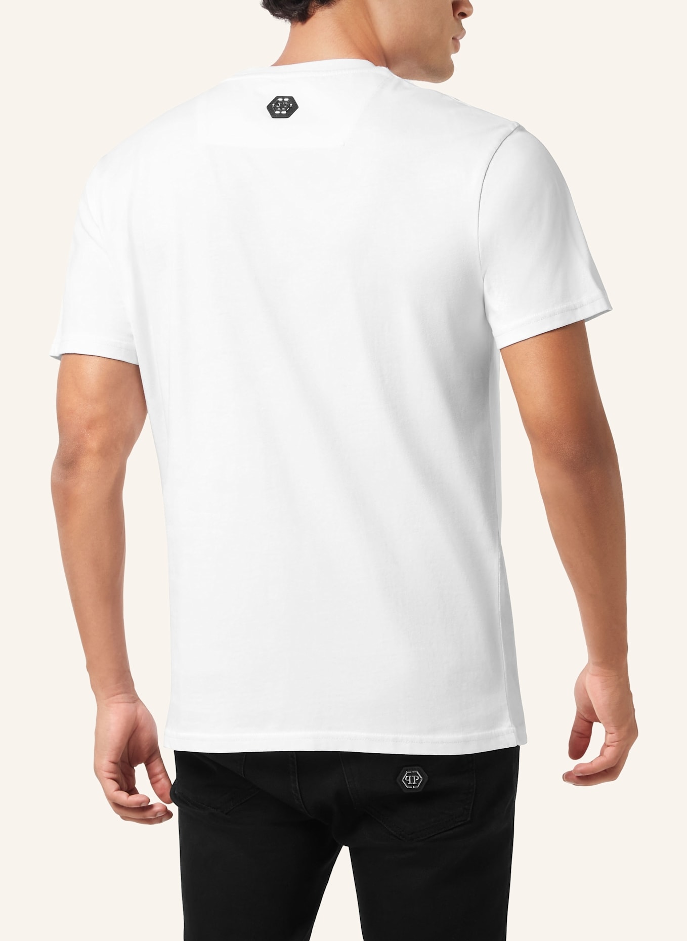 PHILIPP PLEIN T-Shirt Rundhalsausschnitt Ss SIGNATURE: WEISS
