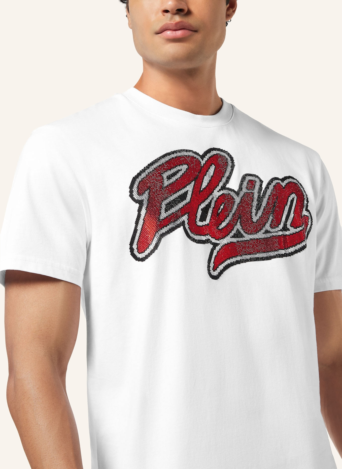 PHILIPP PLEIN T-Shirt Rundhalsausschnitt Ss SIGNATURE: WEISS