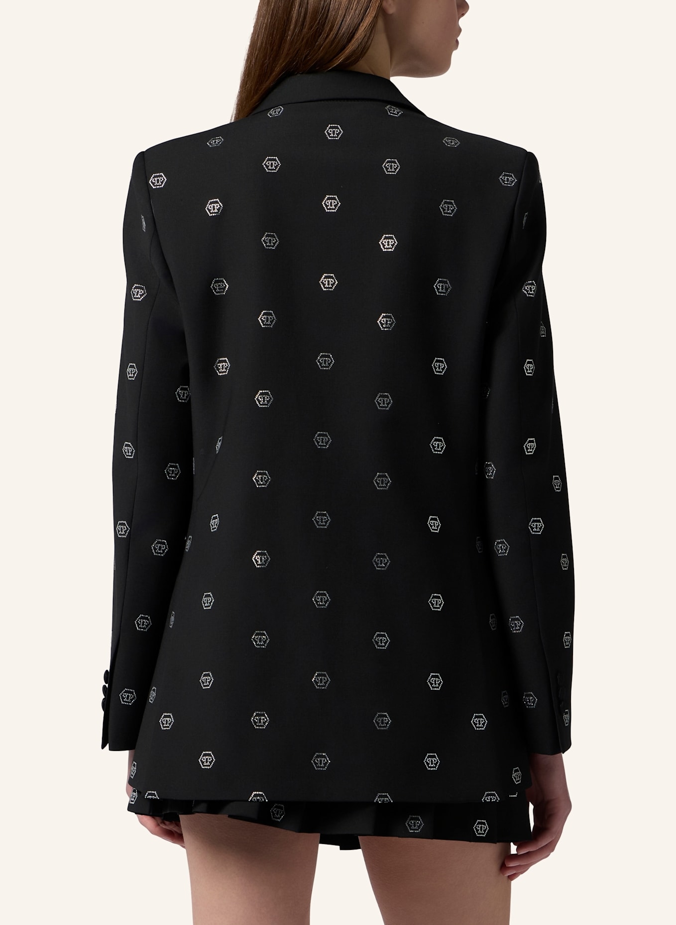 PHILIPP PLEIN PHILIPP PLEIN Boyfriend's Fit Blazer Monogram Strass Monogram: SCHWARZ