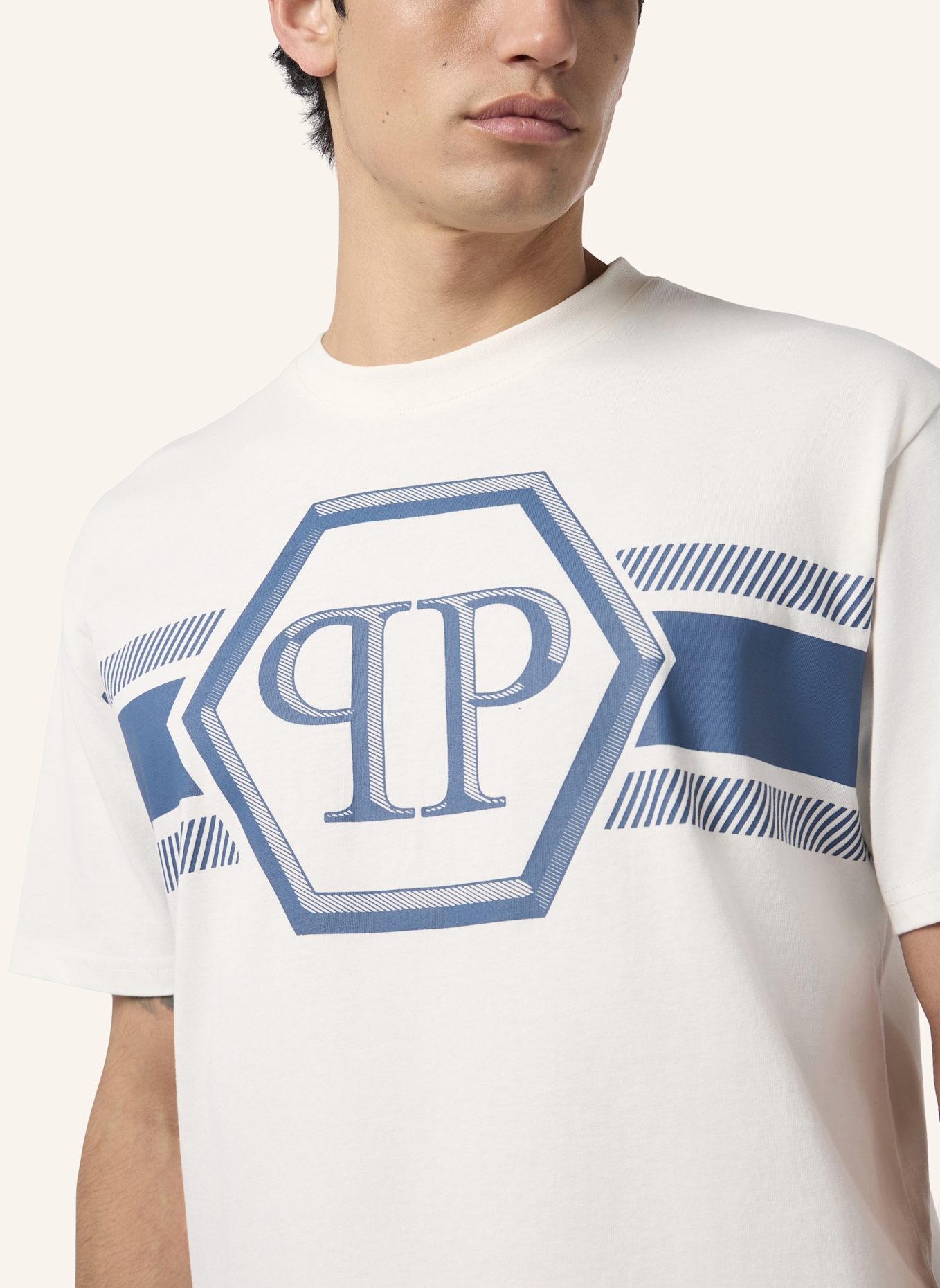 PHILIPP PLEIN PHILIPP PLEIN Round Neck T-Shirt Hexagon Line: SCHWARZ