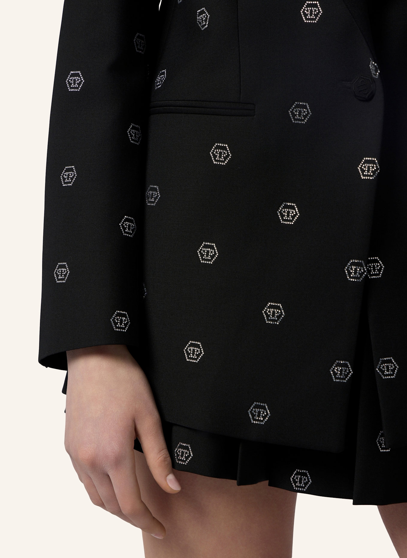PHILIPP PLEIN PHILIPP PLEIN Boyfriend's Fit Blazer Monogram Strass Monogram: SCHWARZ