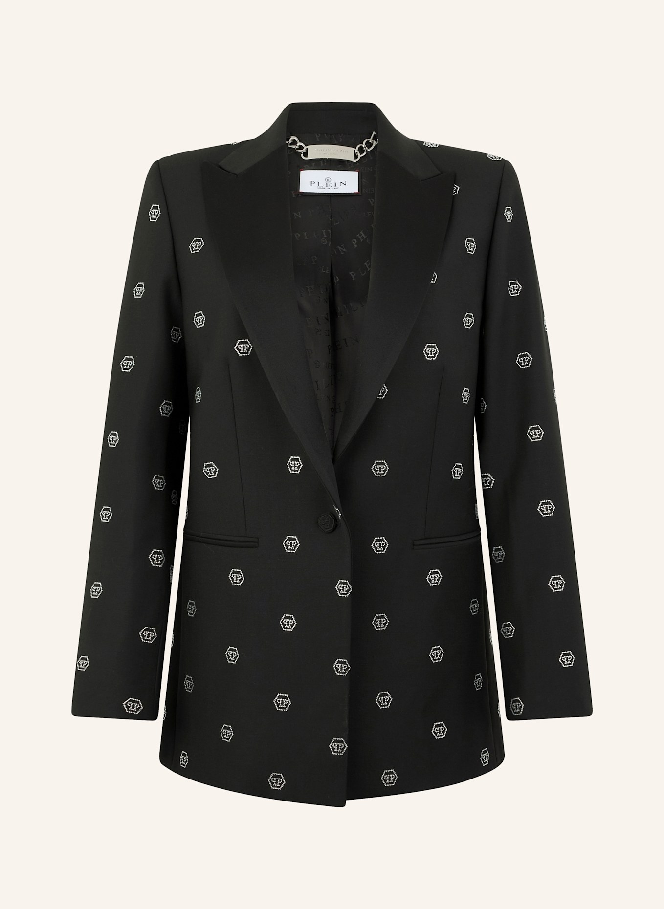 PHILIPP PLEIN PHILIPP PLEIN Boyfriend's Fit Blazer Monogram Strass Monogram: SCHWARZ