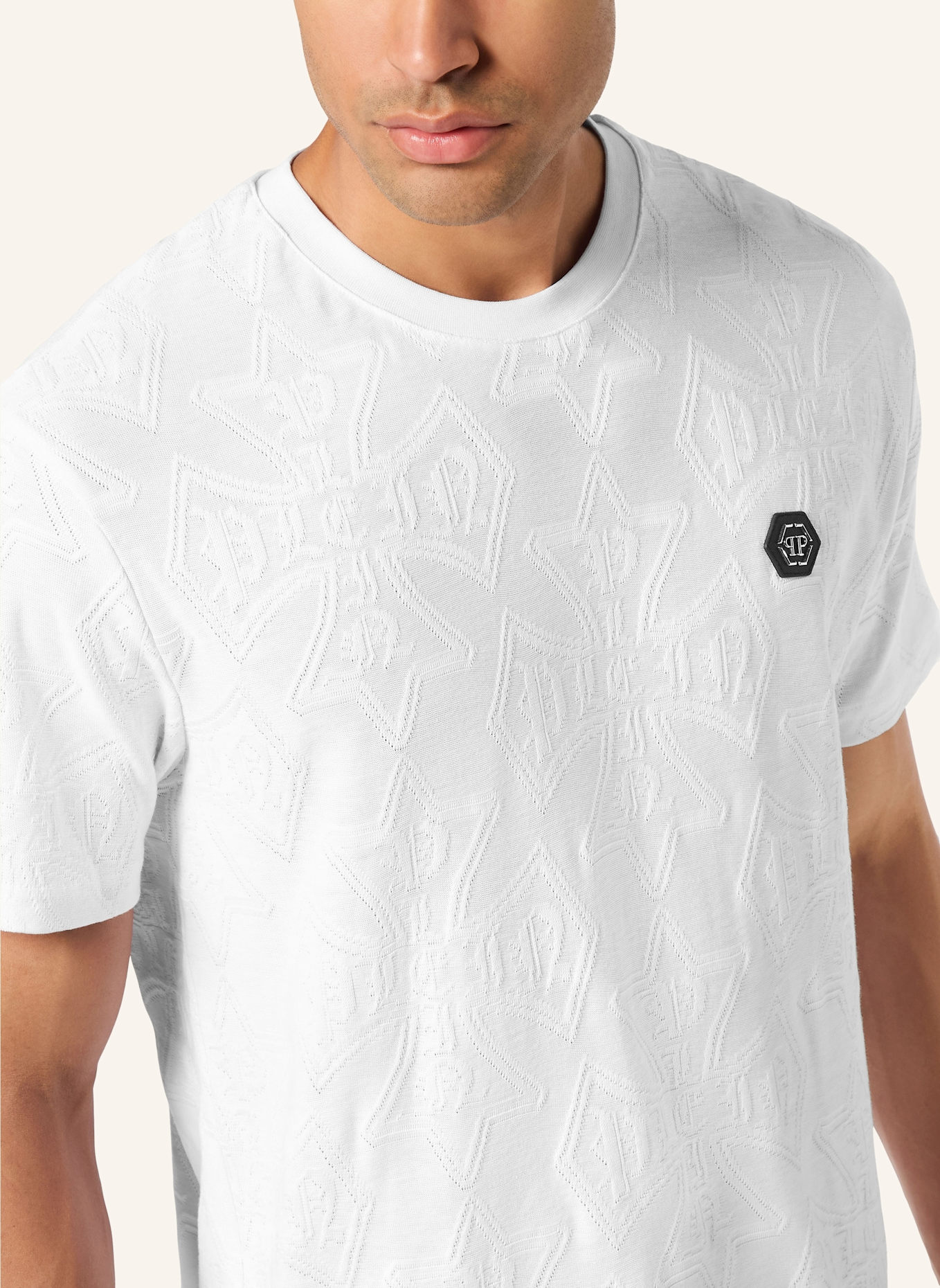 PHILIPP PLEIN T-Shirt Rundhalsausschnitt Ss CREST: WEISS