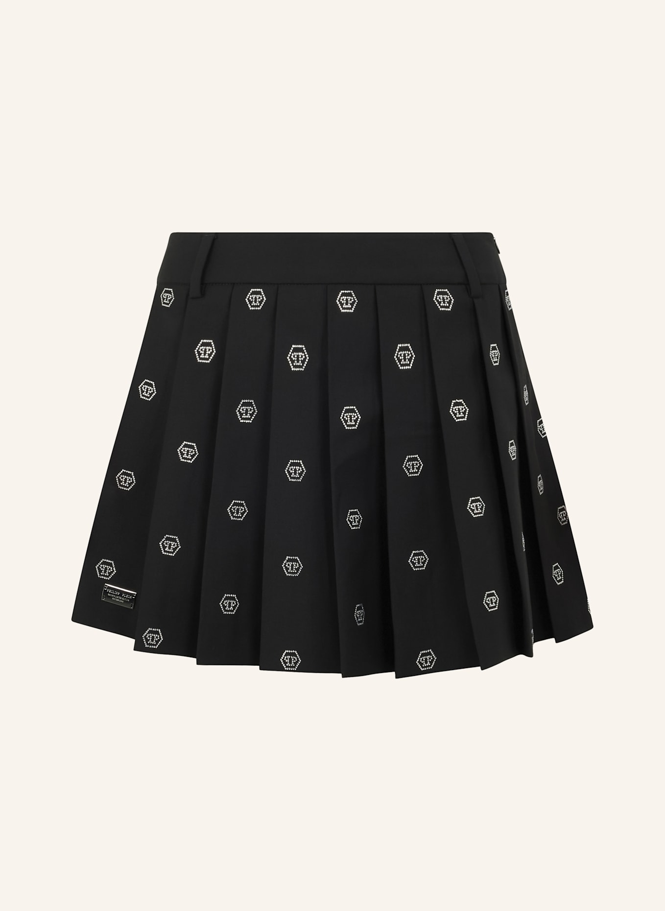 PHILIPP PLEIN PHILIPP PLEIN Pleated Mini Skirt Small Monogram Strass Monogram Strass: SCHWARZ