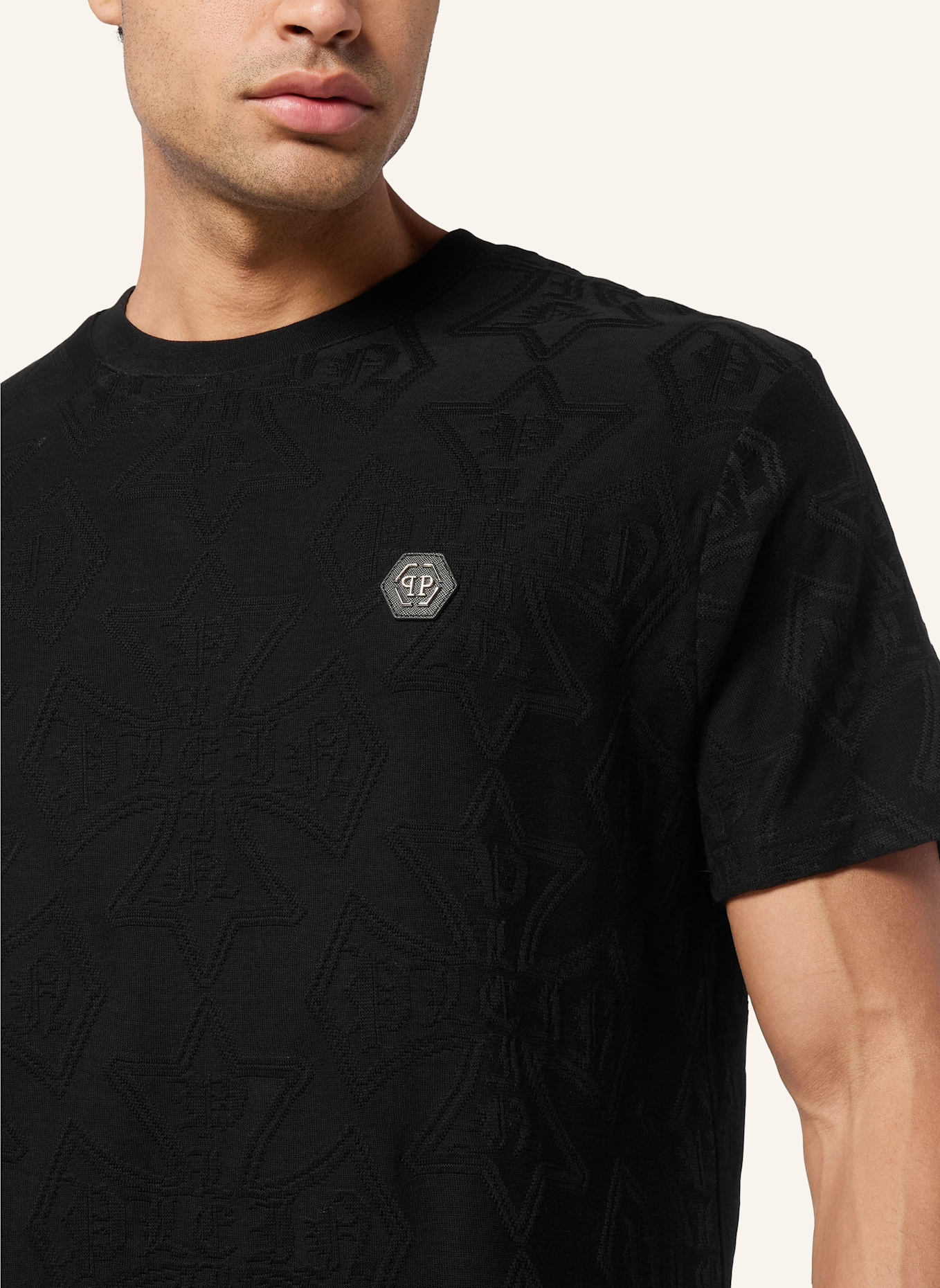 PHILIPP PLEIN T-Shirt Rundhalsausschnitt Ss CREST: SCHWARZ