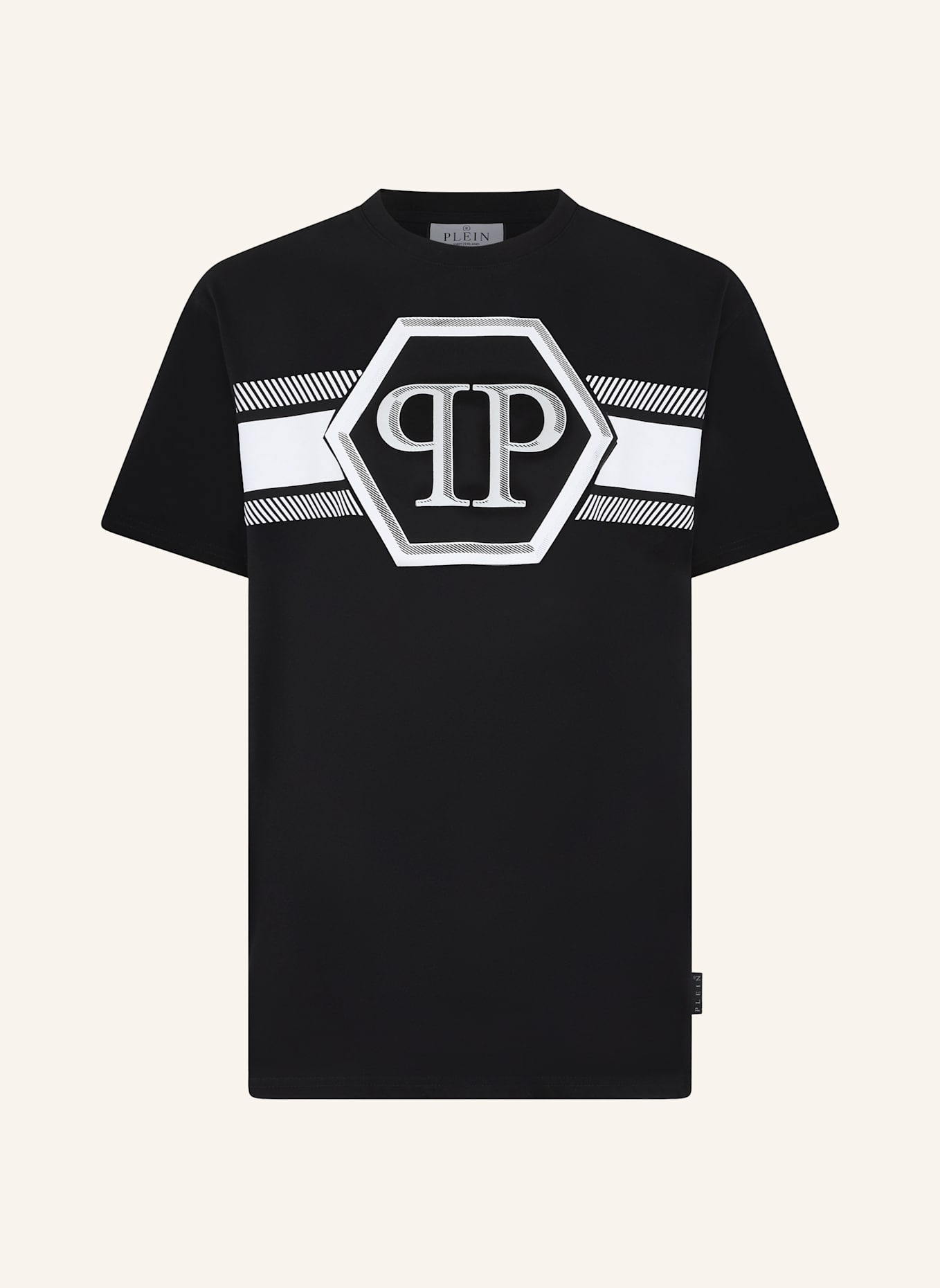 PHILIPP PLEIN PHILIPP PLEIN Round Neck T-Shirt Hexagon Line: SCHWARZ