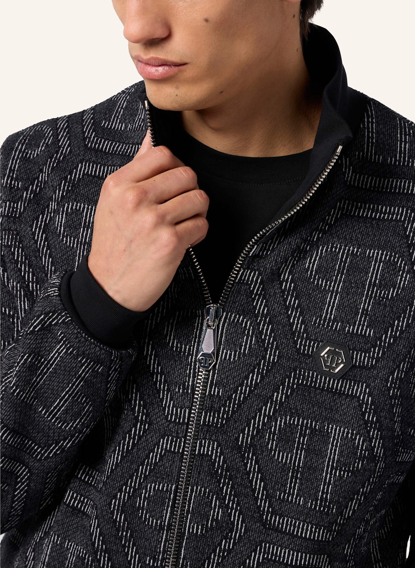 PHILIPP PLEIN PHILIPP PLEIN Jacquard Tracksuit Jacket Monogram: SCHWARZ