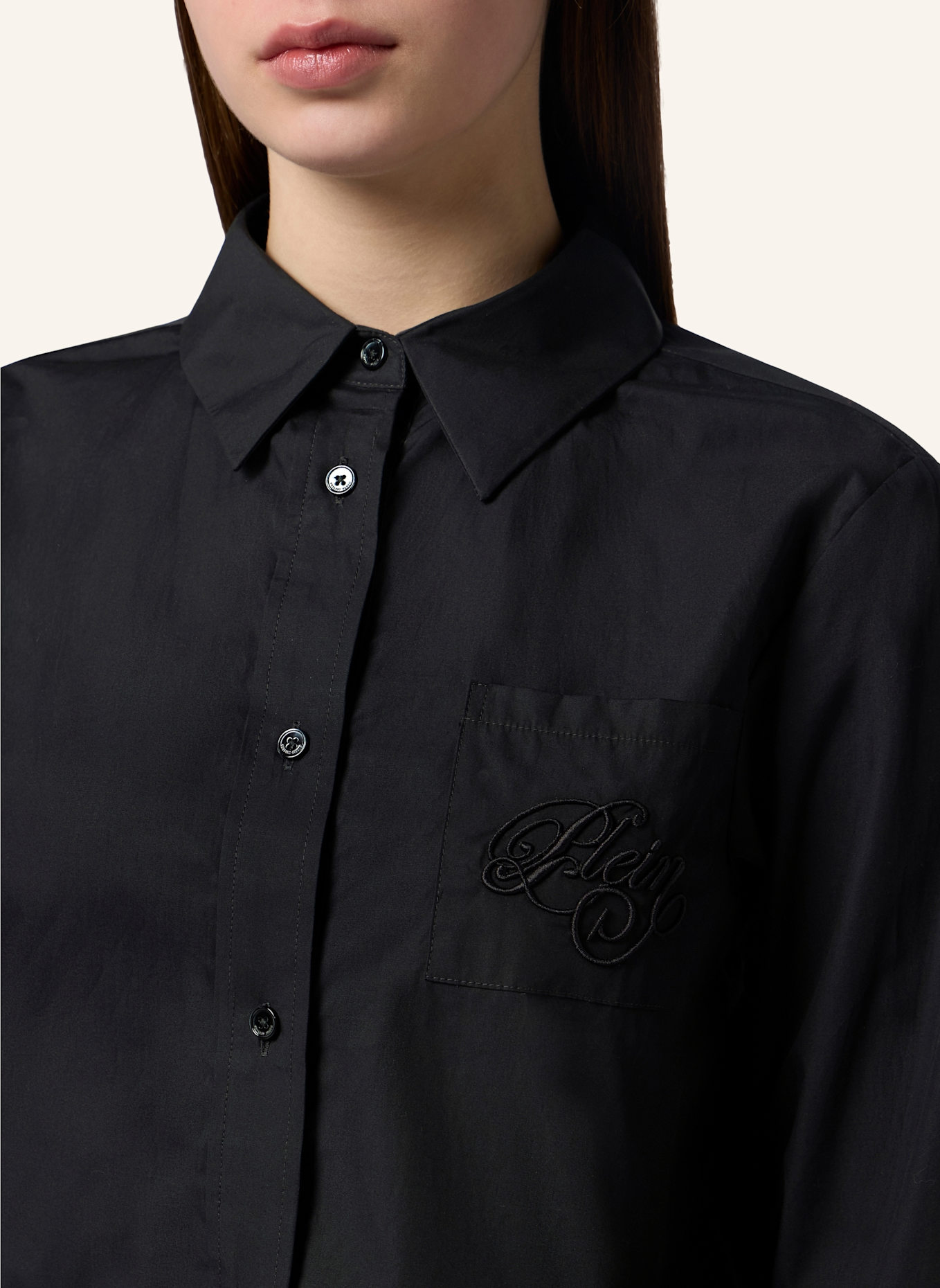 PHILIPP PLEIN PHILIPP PLEIN Popeline Cropped Shirt Lace: SCHWARZ