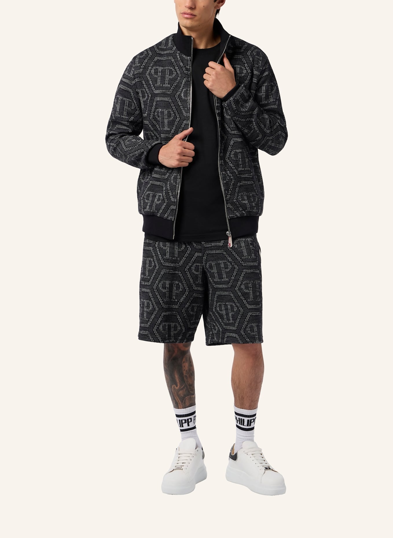 PHILIPP PLEIN PHILIPP PLEIN Jacquard Tracksuit Jacket Monogram: SCHWARZ