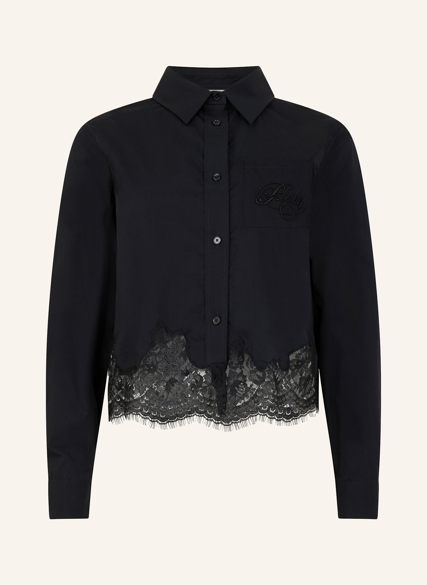 PHILIPP PLEIN PHILIPP PLEIN Popeline Cropped Shirt Lace: SCHWARZ