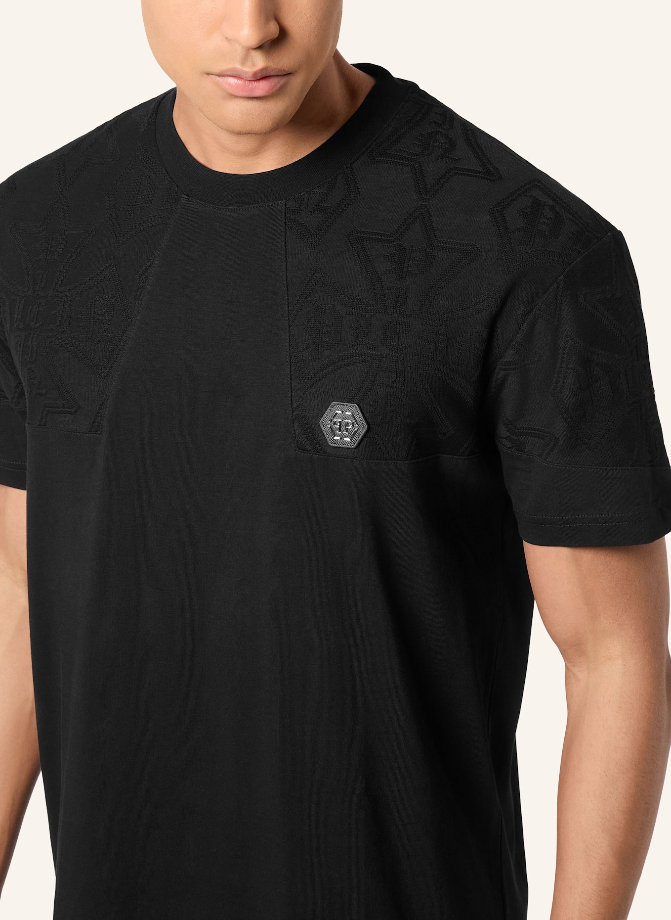 PHILIPP PLEIN T-Shirt Rundhalsausschnitt Ss CREST: SCHWARZ