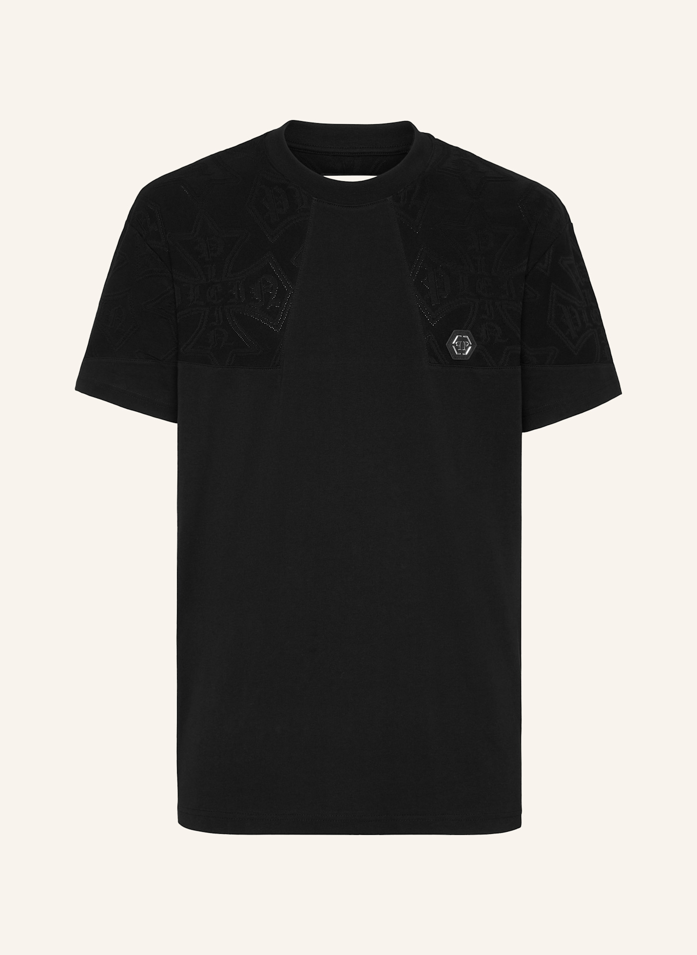 PHILIPP PLEIN T-Shirt Rundhalsausschnitt Ss CREST: SCHWARZ