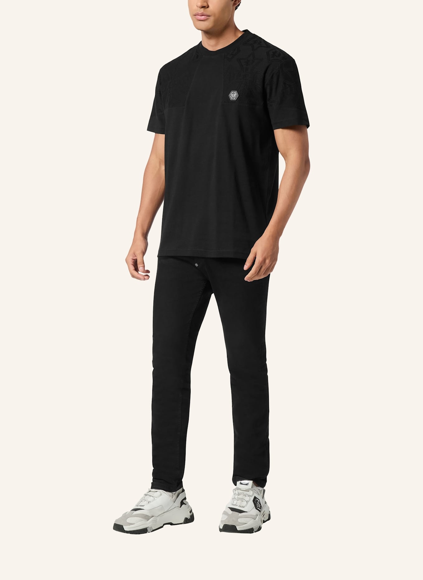 PHILIPP PLEIN T-Shirt Rundhalsausschnitt Ss CREST: SCHWARZ