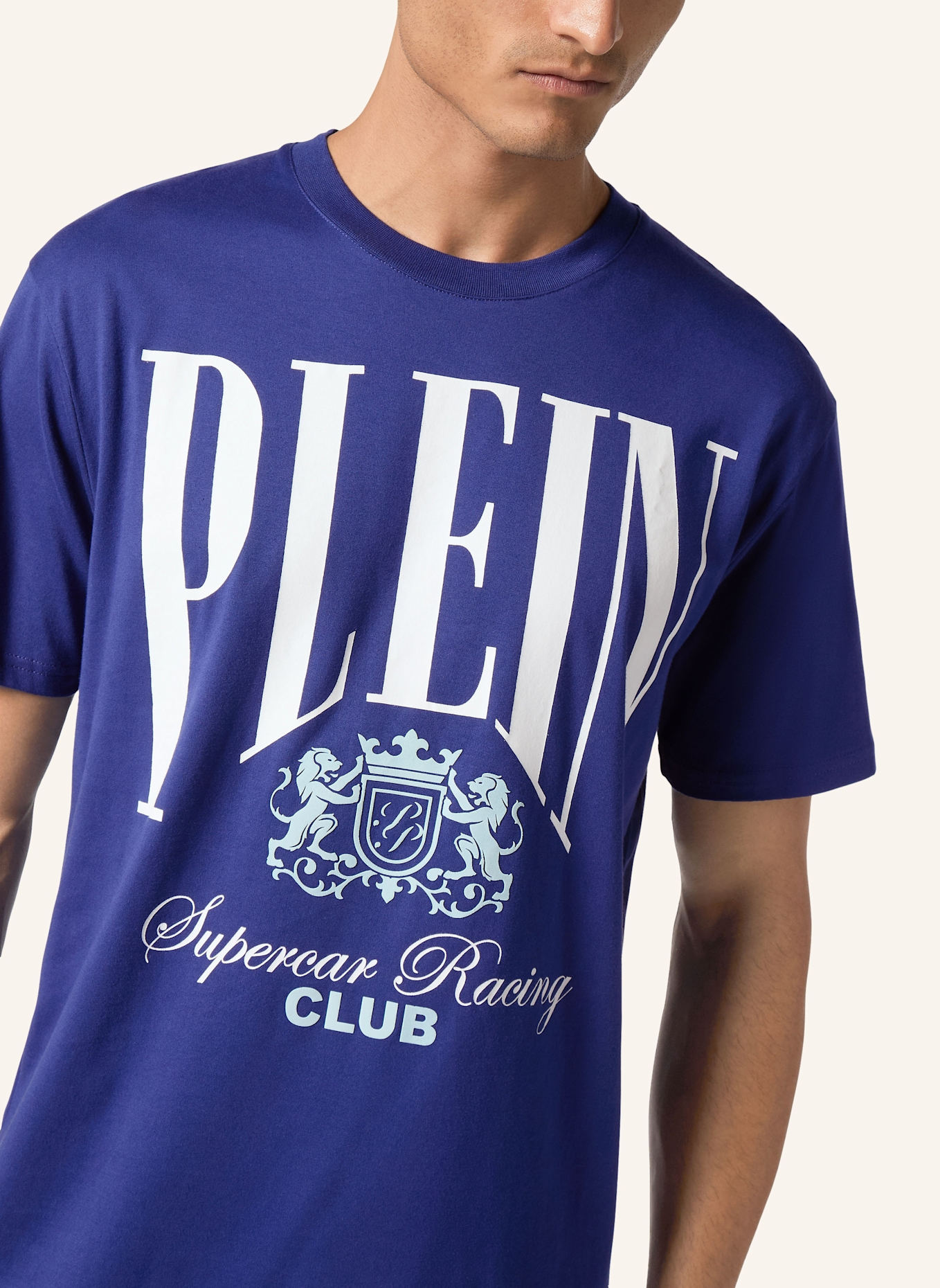 PHILIPP PLEIN T-Shirt Rundhalsausschnitt Ss RACING: DUNKELBLAU