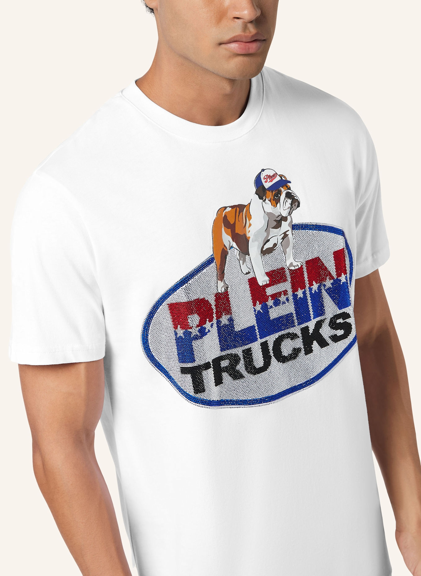 PHILIPP PLEIN T-Shirt Rundhalsausschnitt Ss Bulldog: WEISS