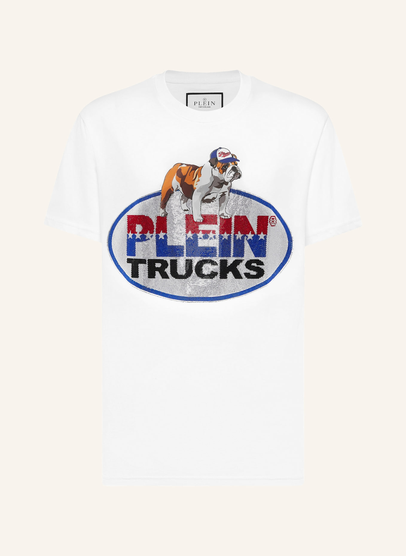 PHILIPP PLEIN T-Shirt Rundhalsausschnitt Ss Bulldog: WEISS
