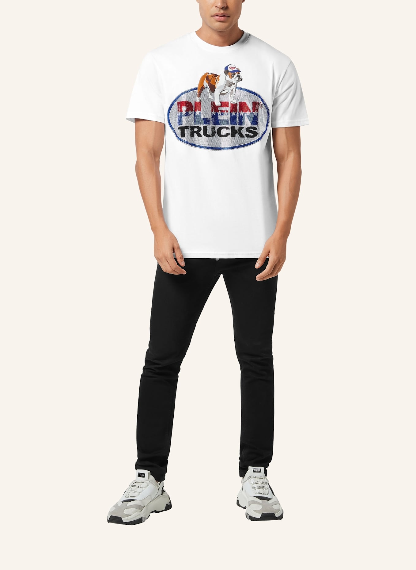 PHILIPP PLEIN T-Shirt Rundhalsausschnitt Ss Bulldog: WEISS