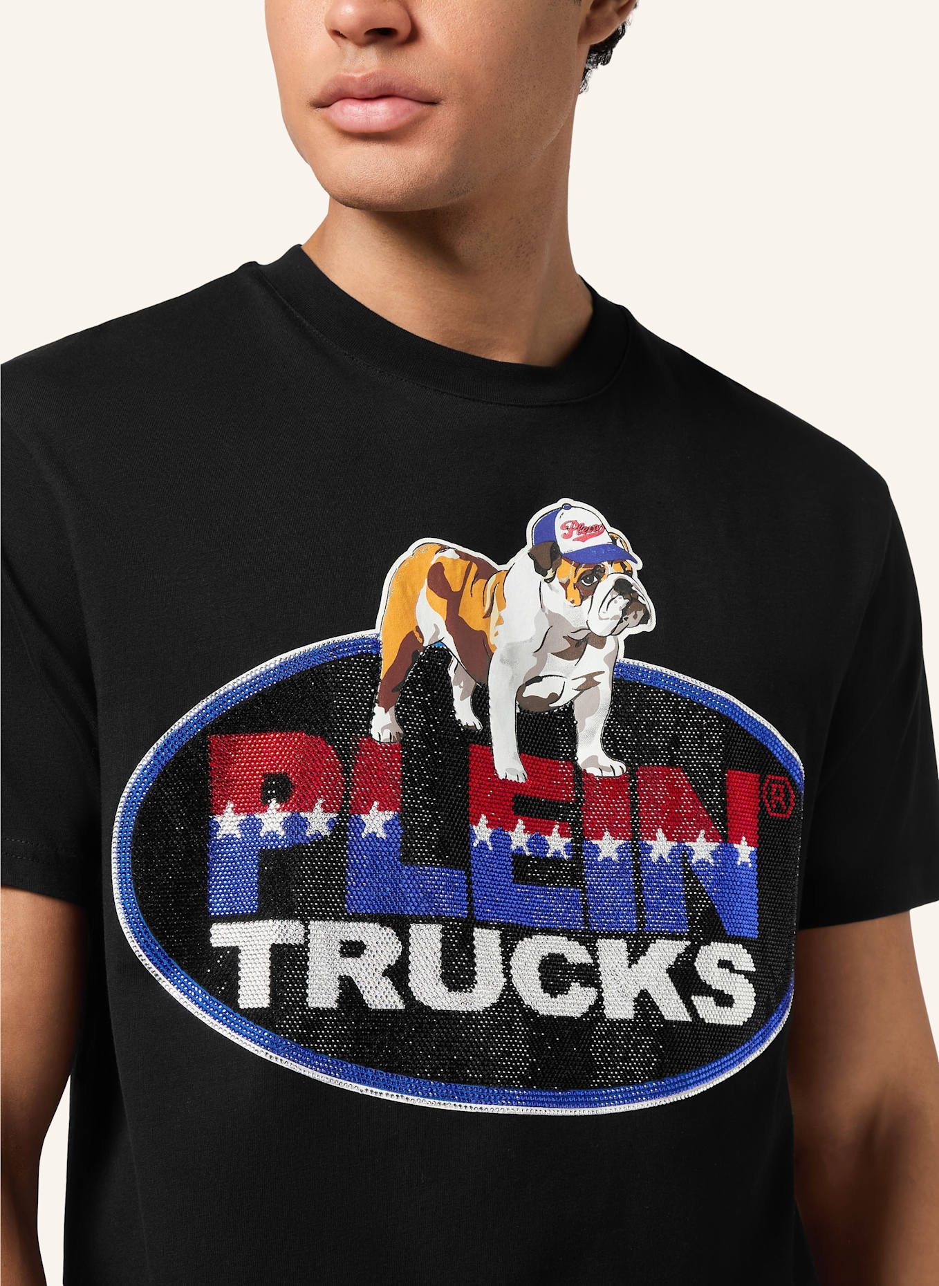 PHILIPP PLEIN T-Shirt Rundhalsausschnitt Ss Bulldog: SCHWARZ
