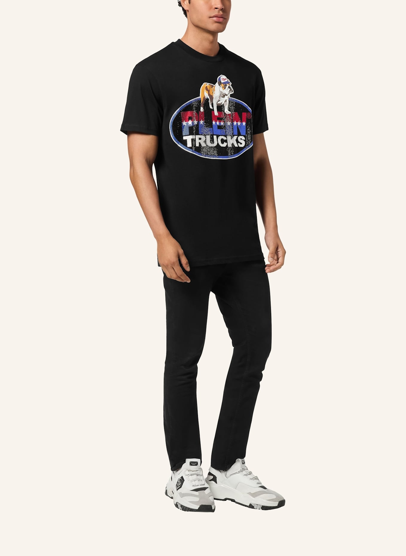 PHILIPP PLEIN T-Shirt Rundhalsausschnitt Ss Bulldog: SCHWARZ