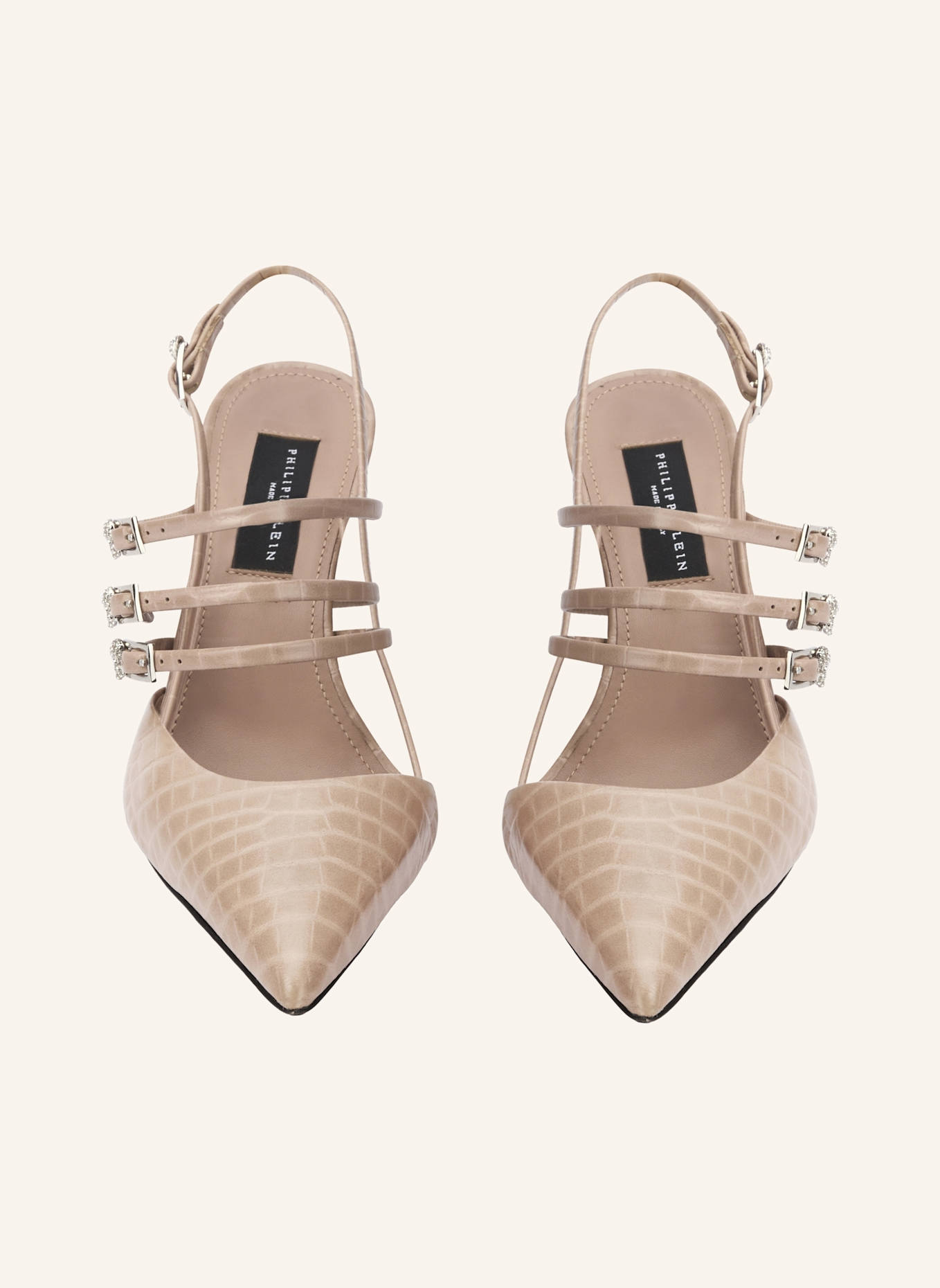 PHILIPP PLEIN PHILIPP PLEIN Cocco Print High Heels Slingbacks Skull Belts 9: BEIGE