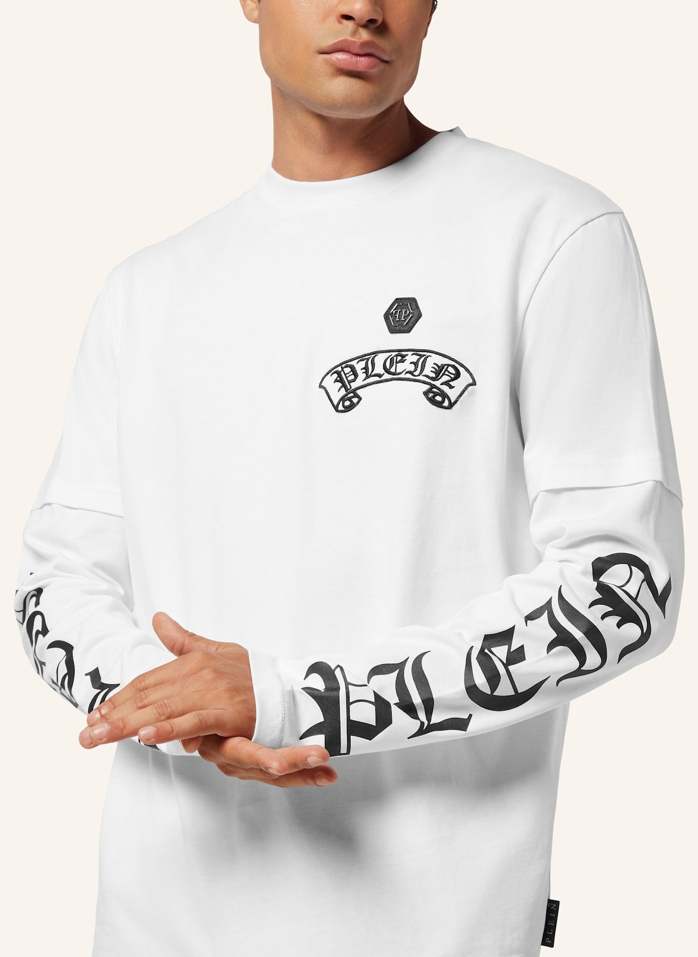 PHILIPP PLEIN T-Shirt Rundhalsausschnitt Ls: WEISS