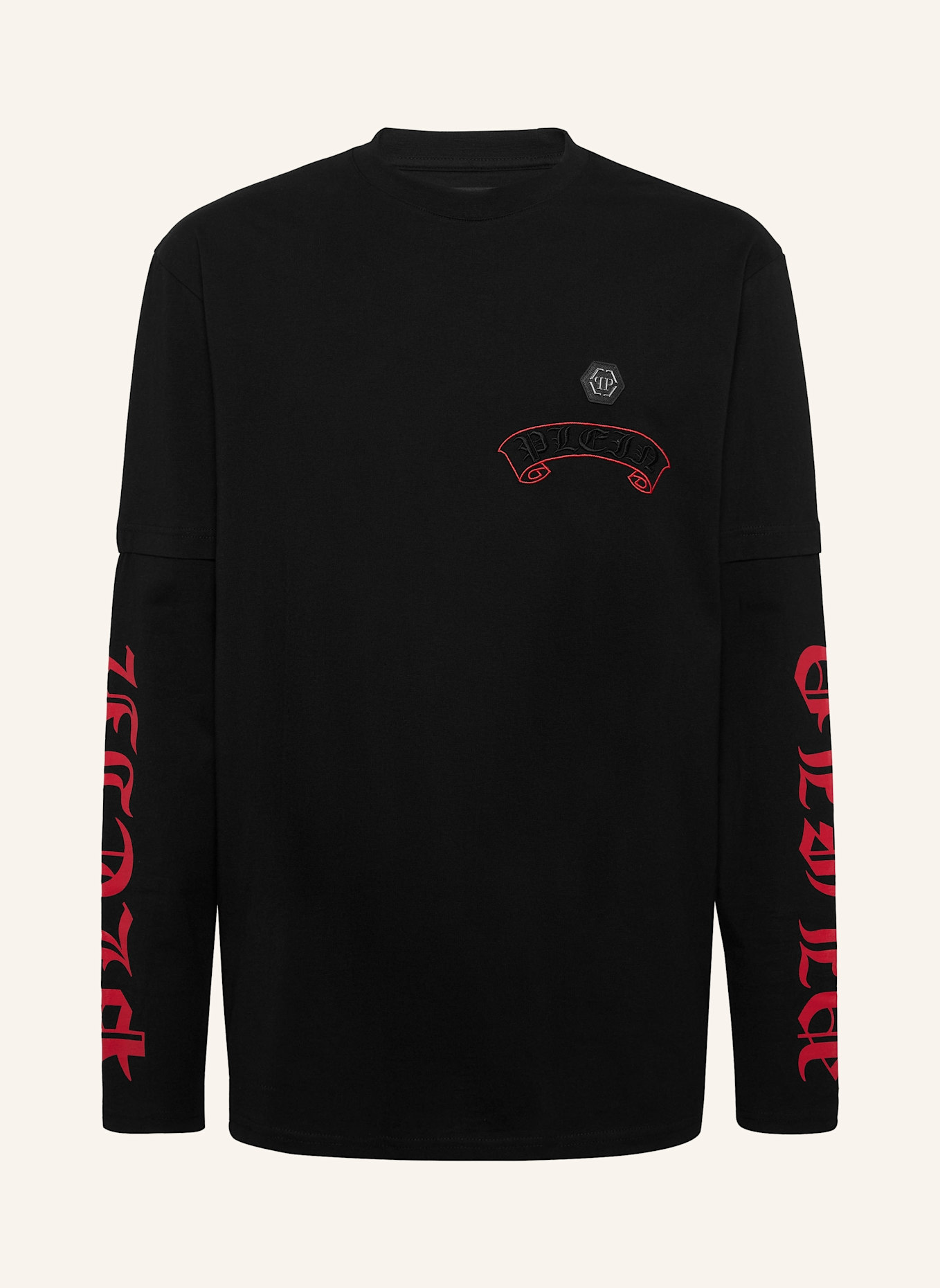 PHILIPP PLEIN T-Shirt Rundhalsausschnitt Ls: SCHWARZ