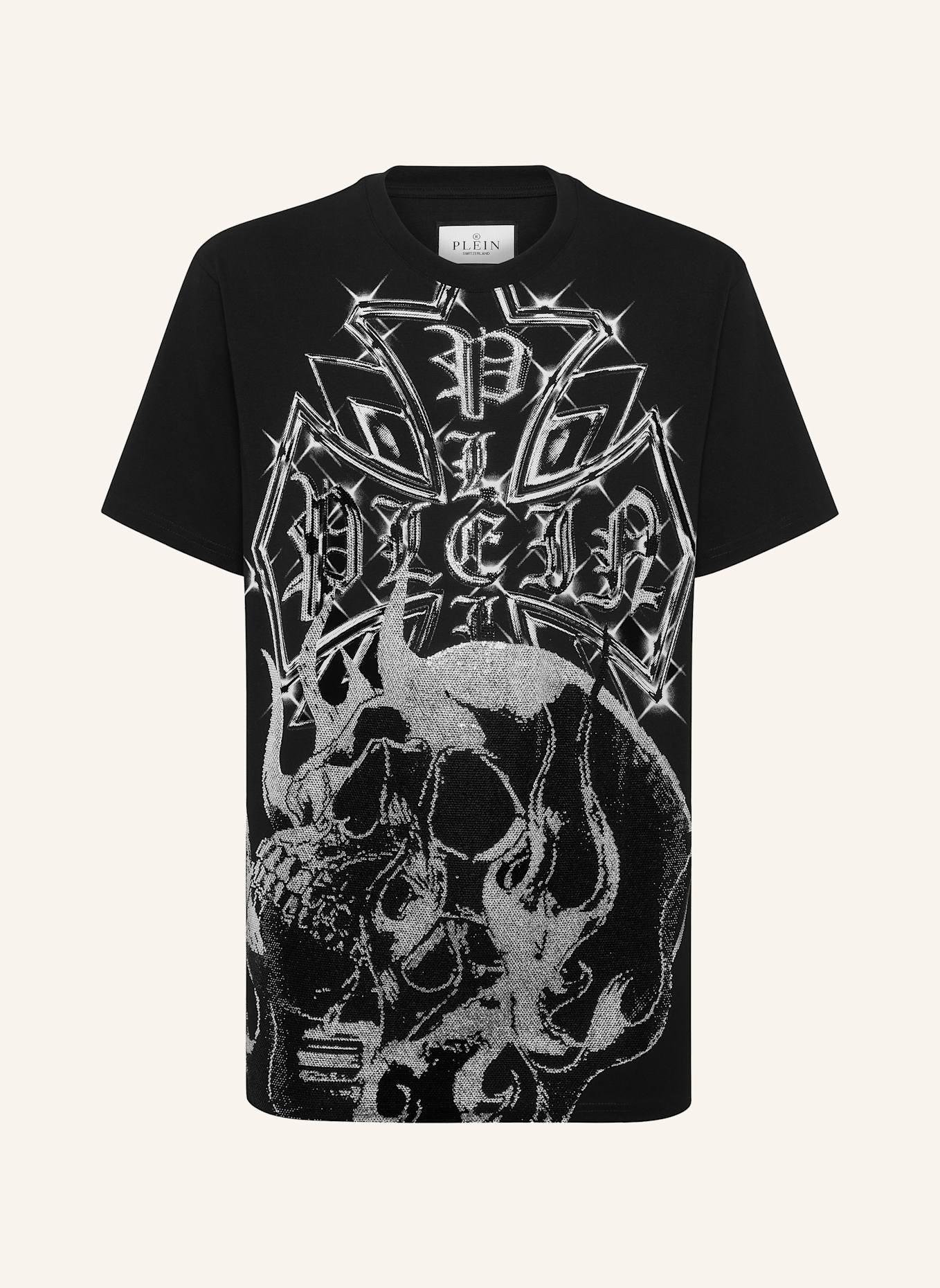 PHILIPP PLEIN T-Shirt Rundhalsausschnitt Ss SKULL: SCHWARZ