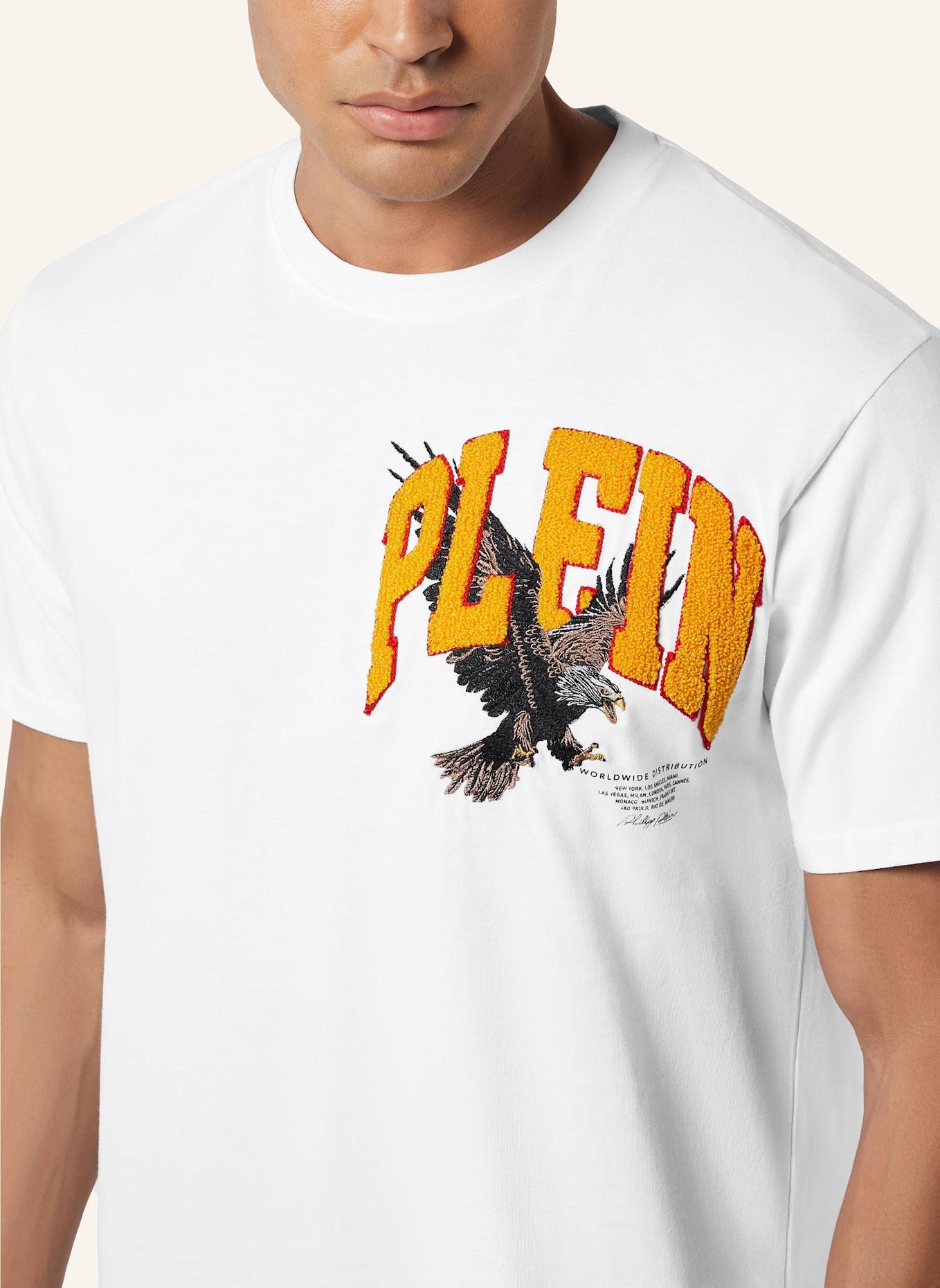 PHILIPP PLEIN T-Shirt Rundhalsausschnitt Ss EAGLE: WEISS