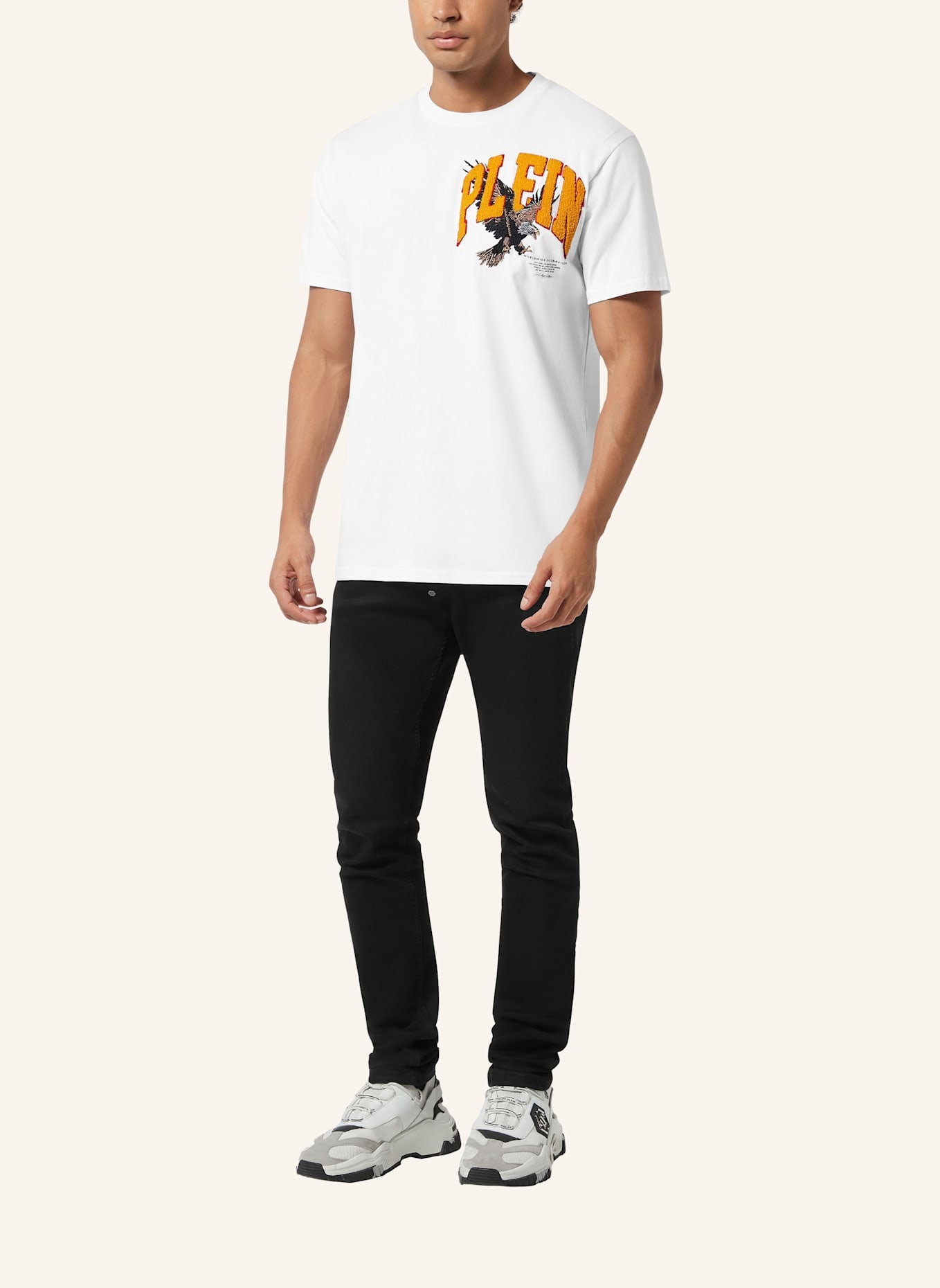 PHILIPP PLEIN T-Shirt Rundhalsausschnitt Ss EAGLE: WEISS