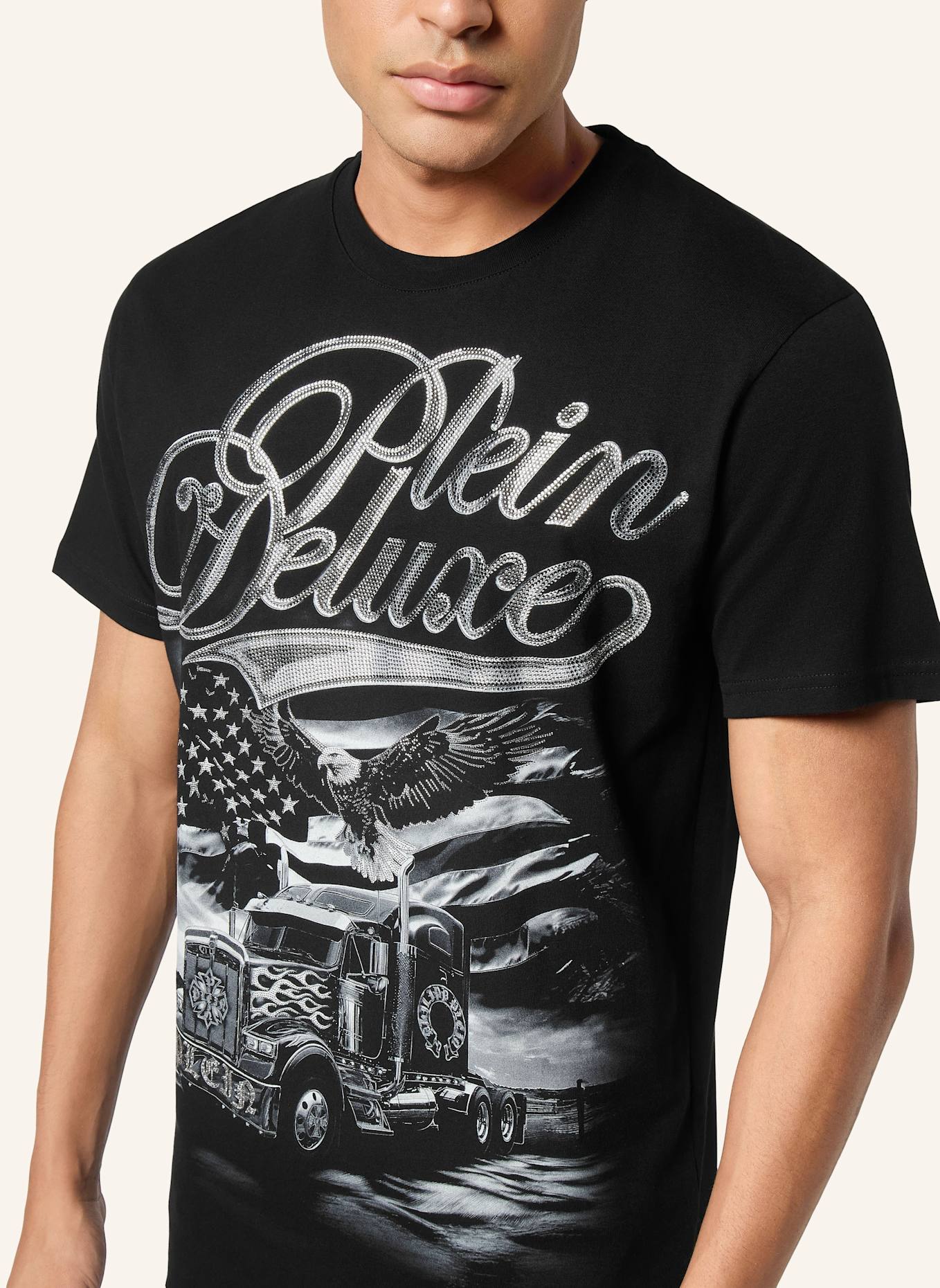 PHILIPP PLEIN T-Shirt Rundhalsausschnitt Ss: SCHWARZ
