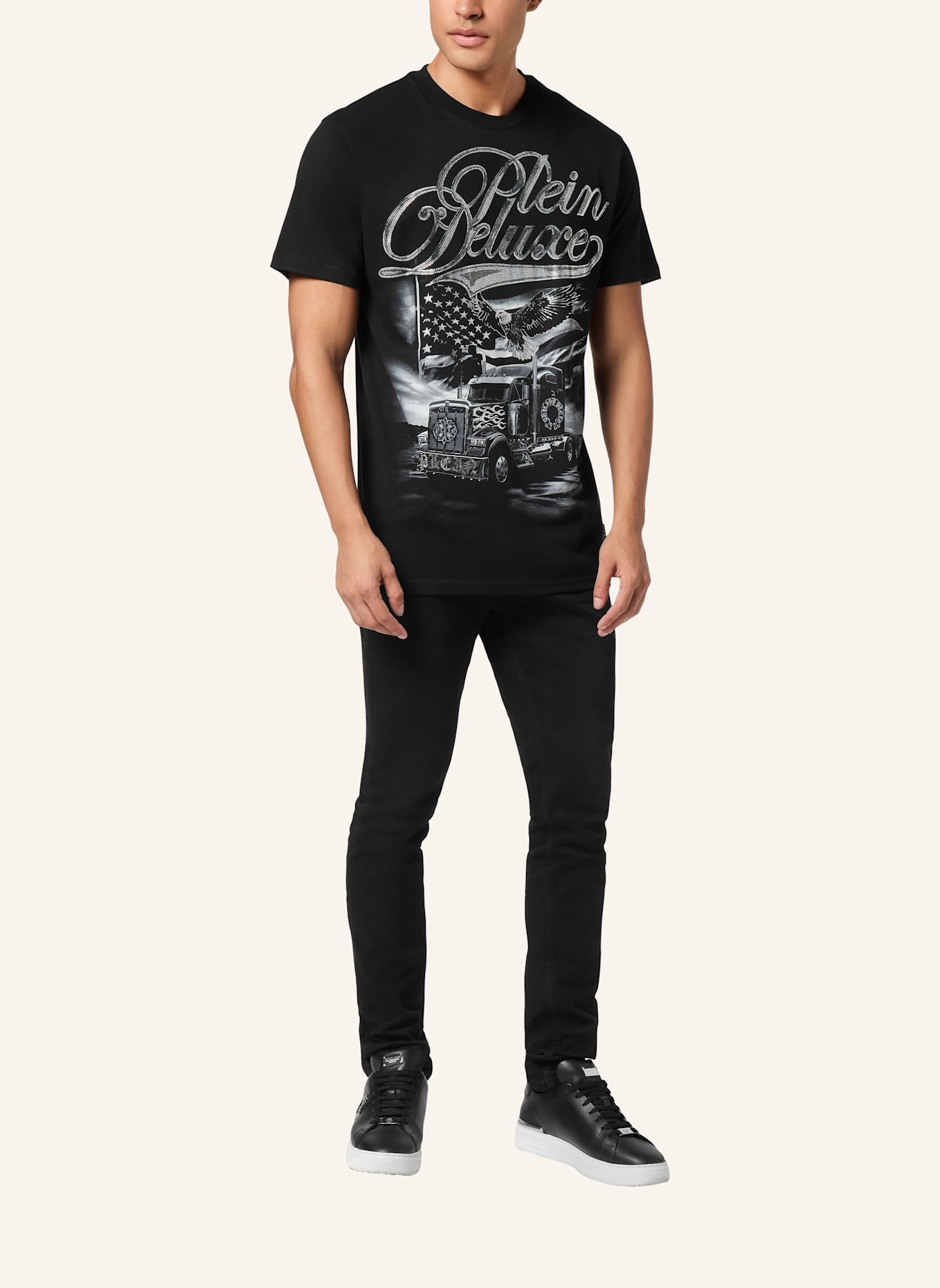 PHILIPP PLEIN T-Shirt Rundhalsausschnitt Ss: SCHWARZ