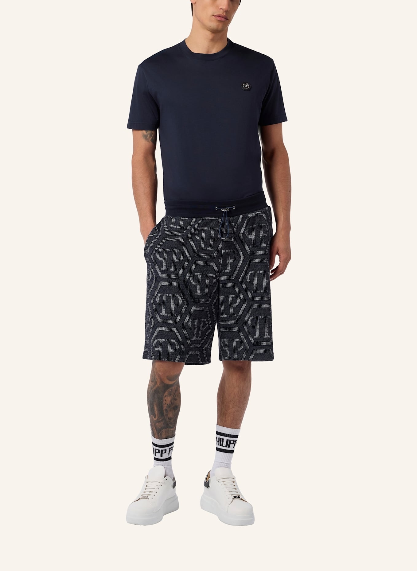PHILIPP PLEIN PHILIPP PLEIN Jacquard Shorts Monogram: DUNKELBLAU