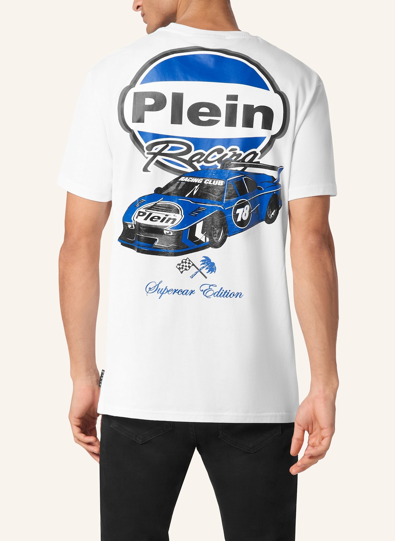 PHILIPP PLEIN T-Shirt Rundhalsausschnitt Ss RACING: WEISS