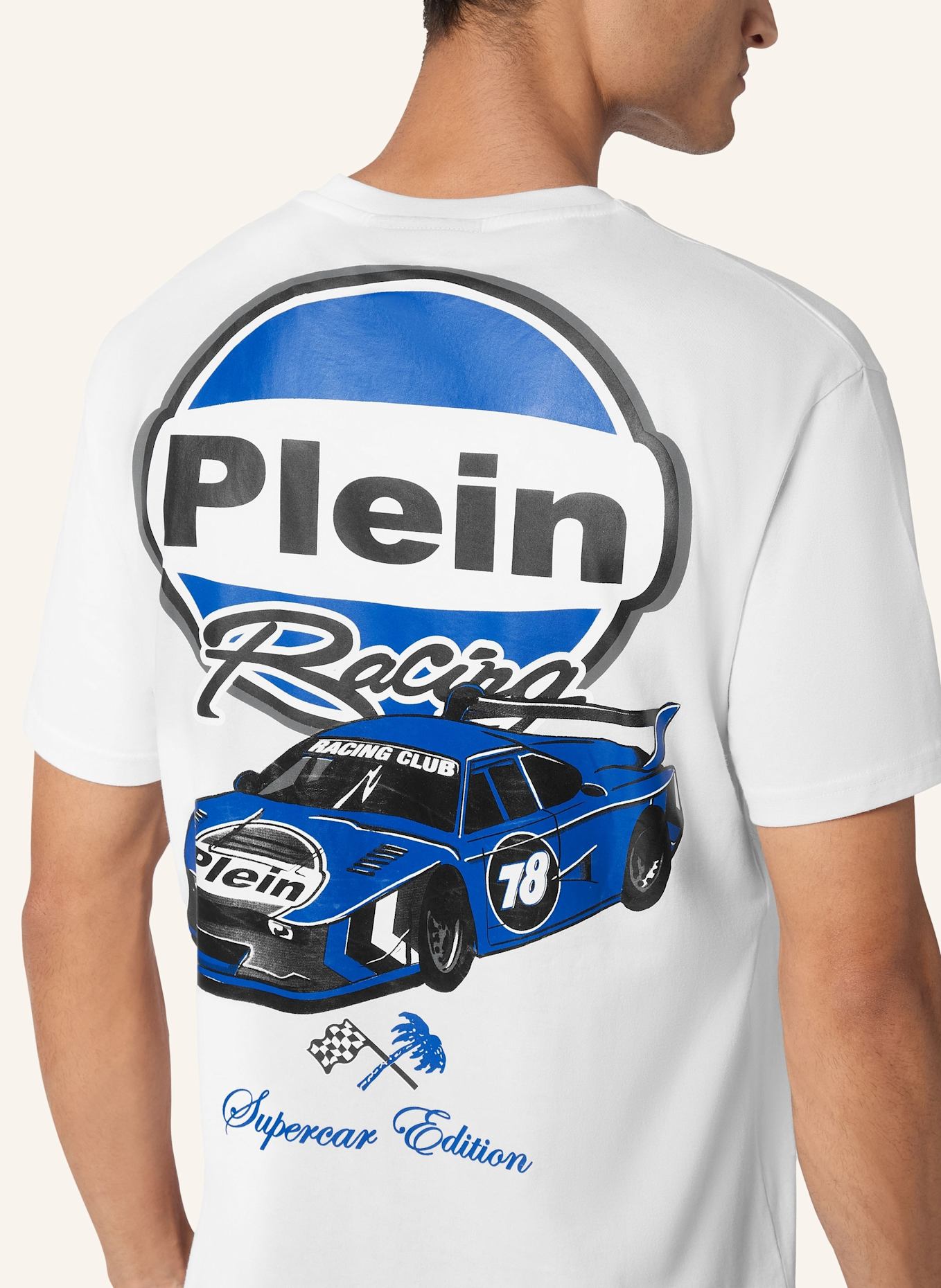 PHILIPP PLEIN T-Shirt Rundhalsausschnitt Ss RACING: WEISS