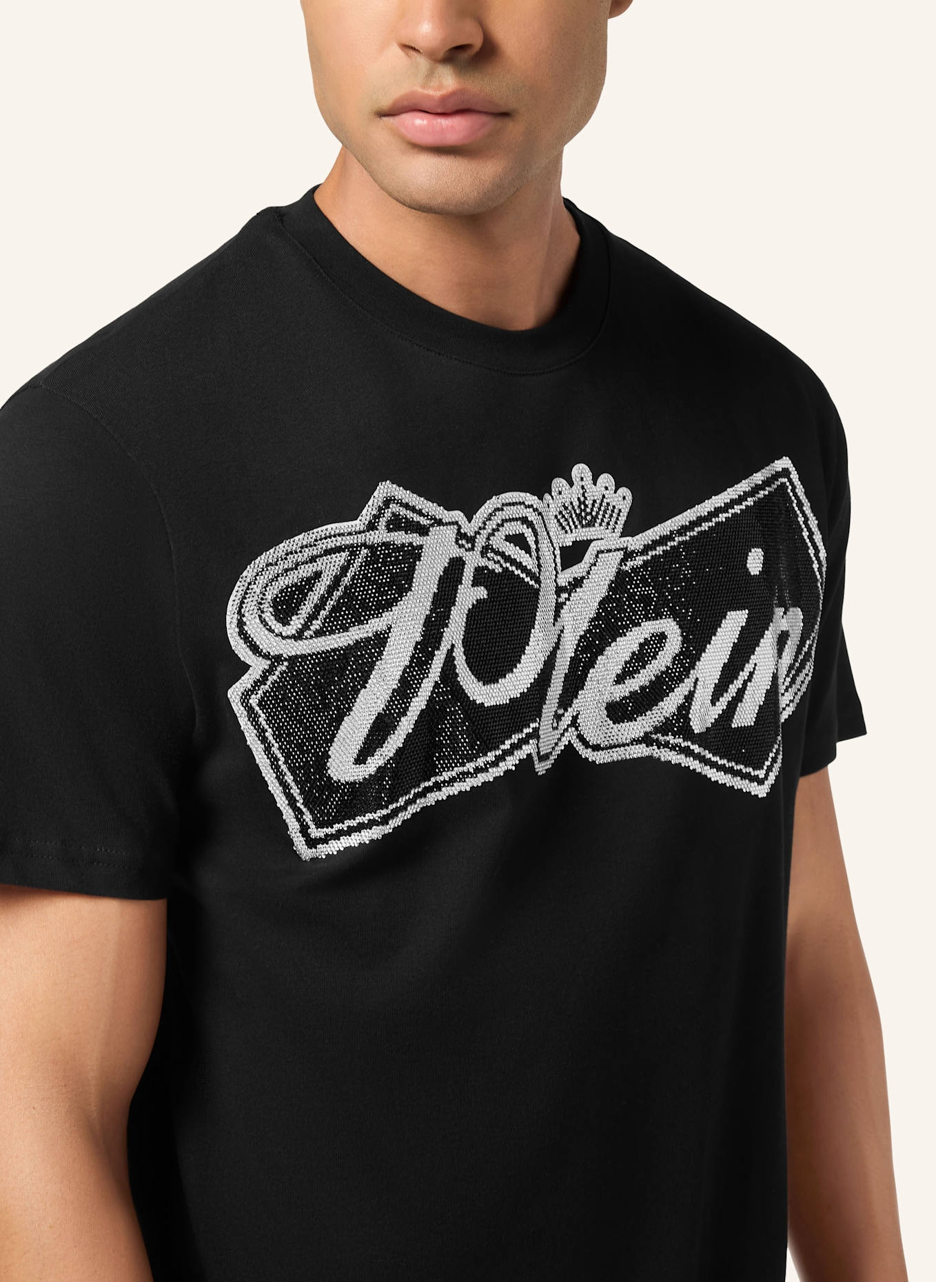 PHILIPP PLEIN T-Shirt Rundhalsausschnitt Ss: SCHWARZ