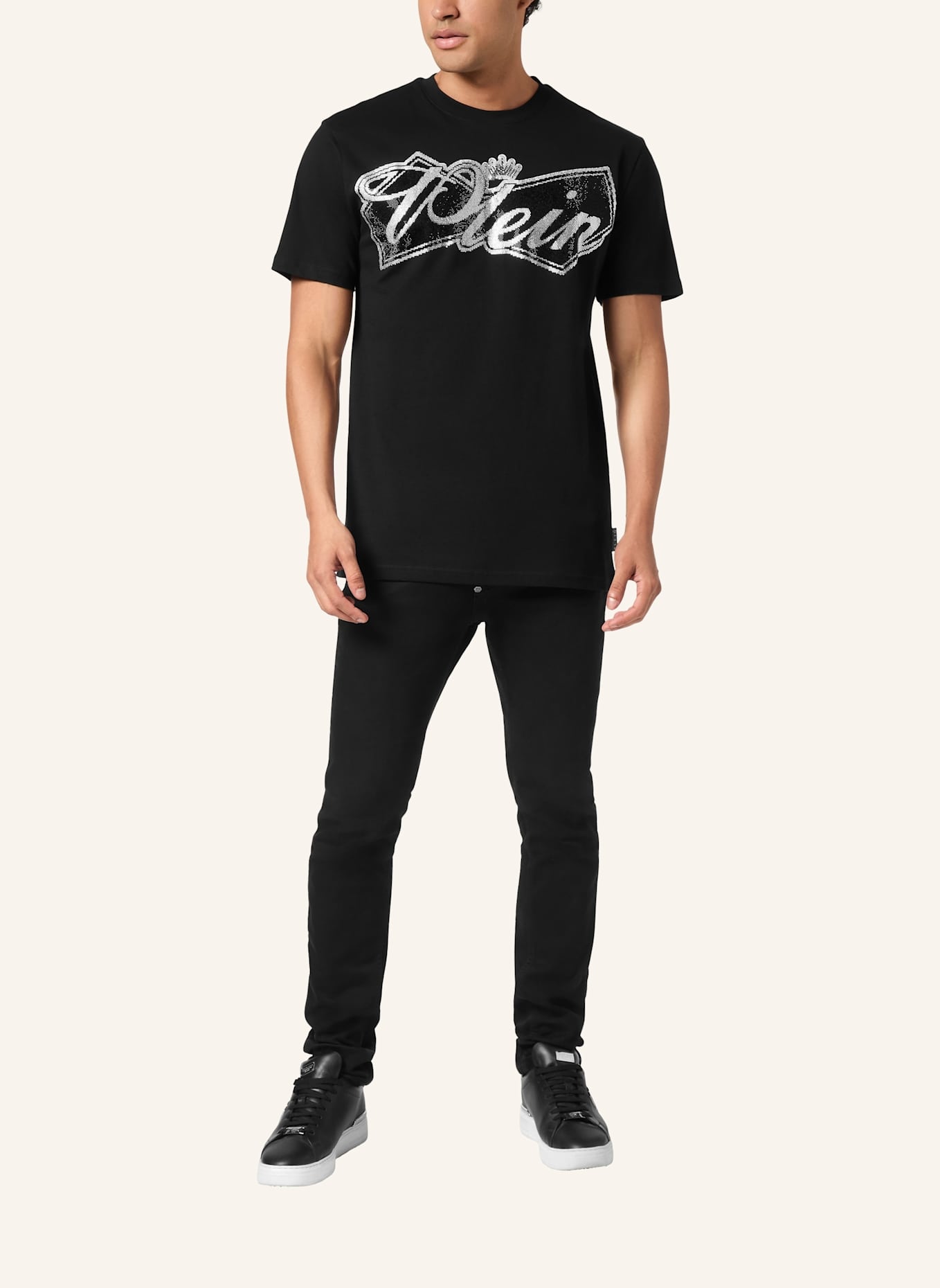 PHILIPP PLEIN T-Shirt Rundhalsausschnitt Ss: SCHWARZ