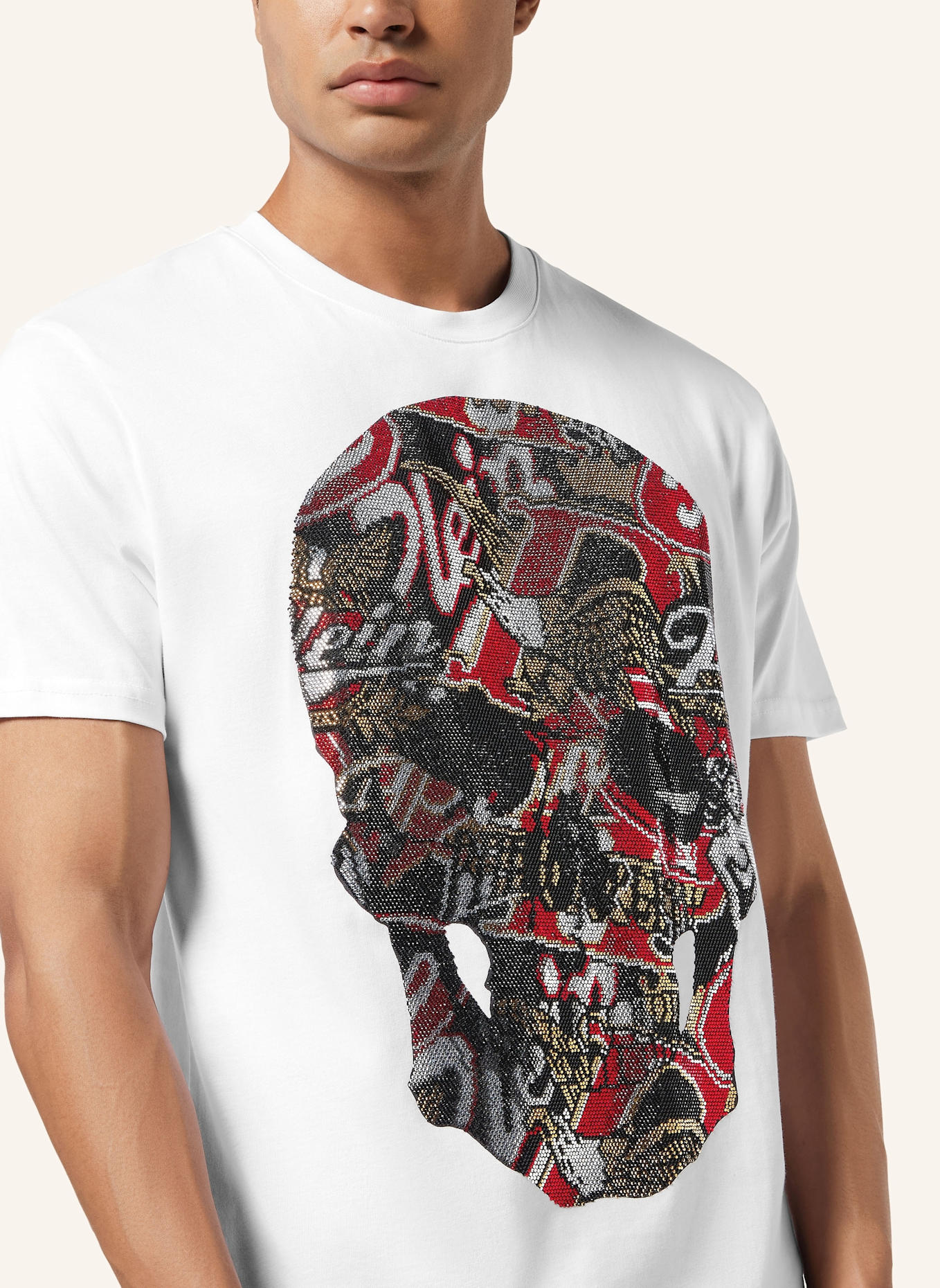 PHILIPP PLEIN T-Shirt Rundhalsausschnitt Ss SKULL: WEISS