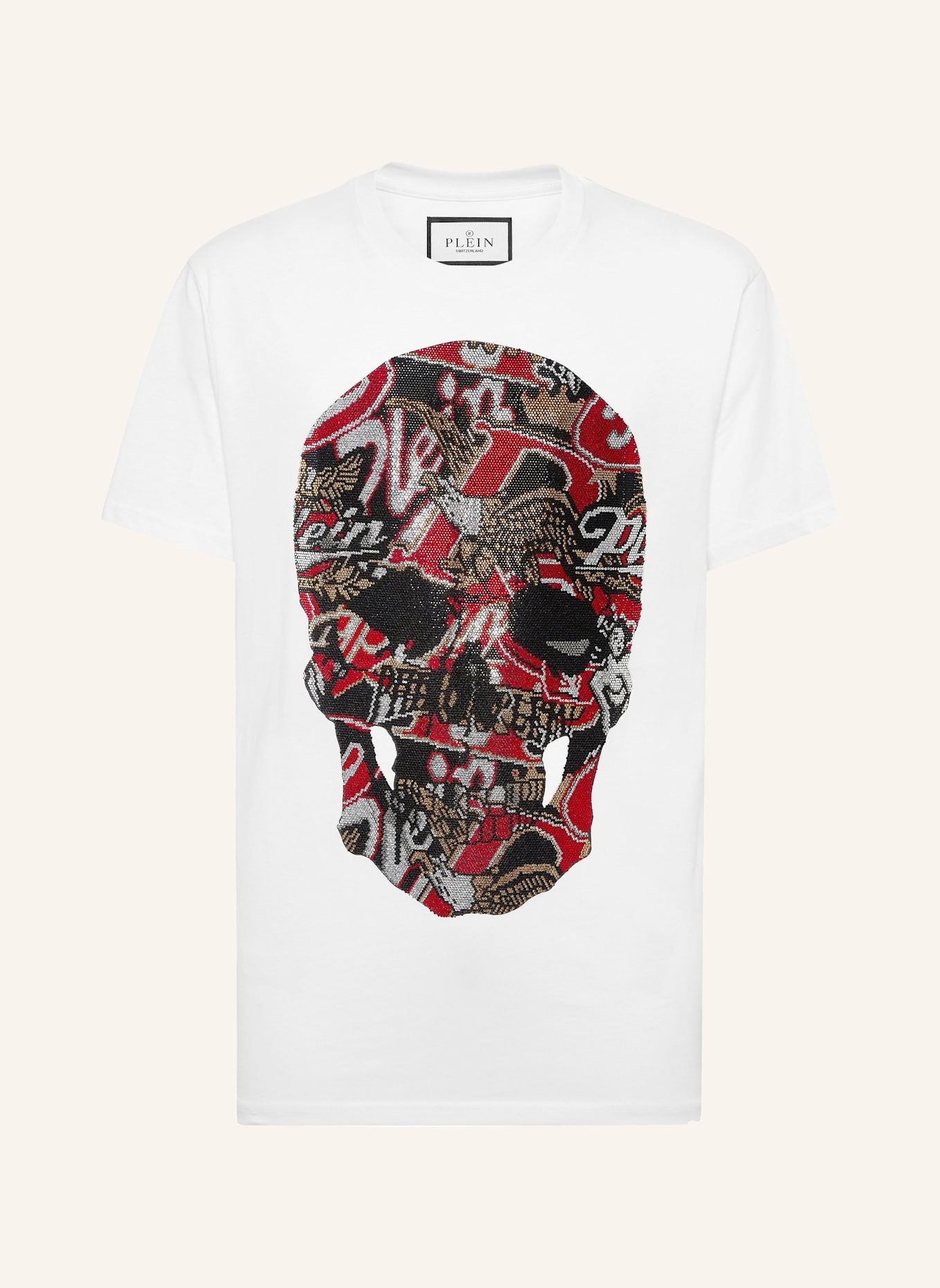 PHILIPP PLEIN T-Shirt Rundhalsausschnitt Ss SKULL: WEISS