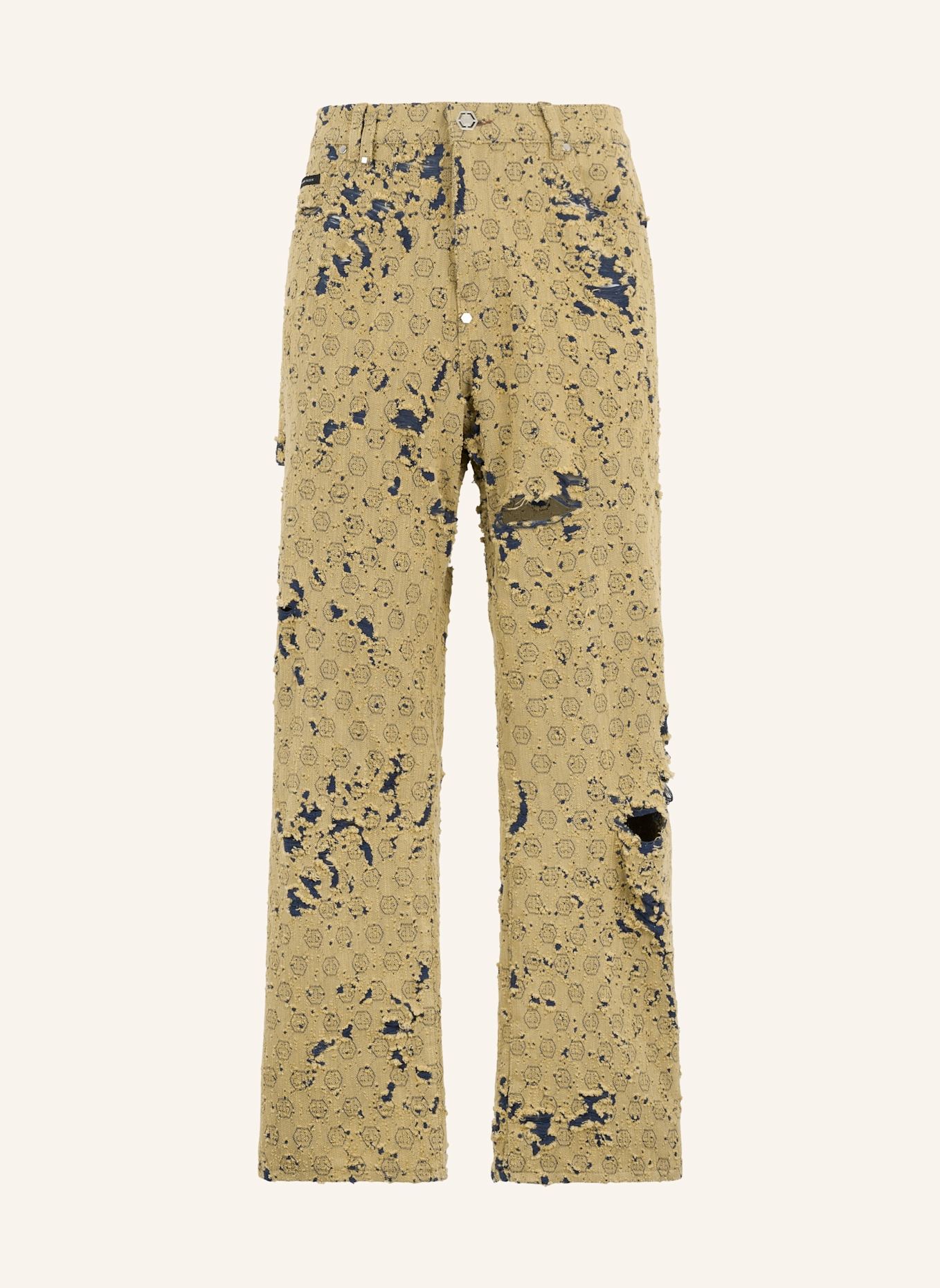 PHILIPP PLEIN PHILIPP PLEIN Destroyed Beach Boy Fit Jeans Monogram: BEIGE