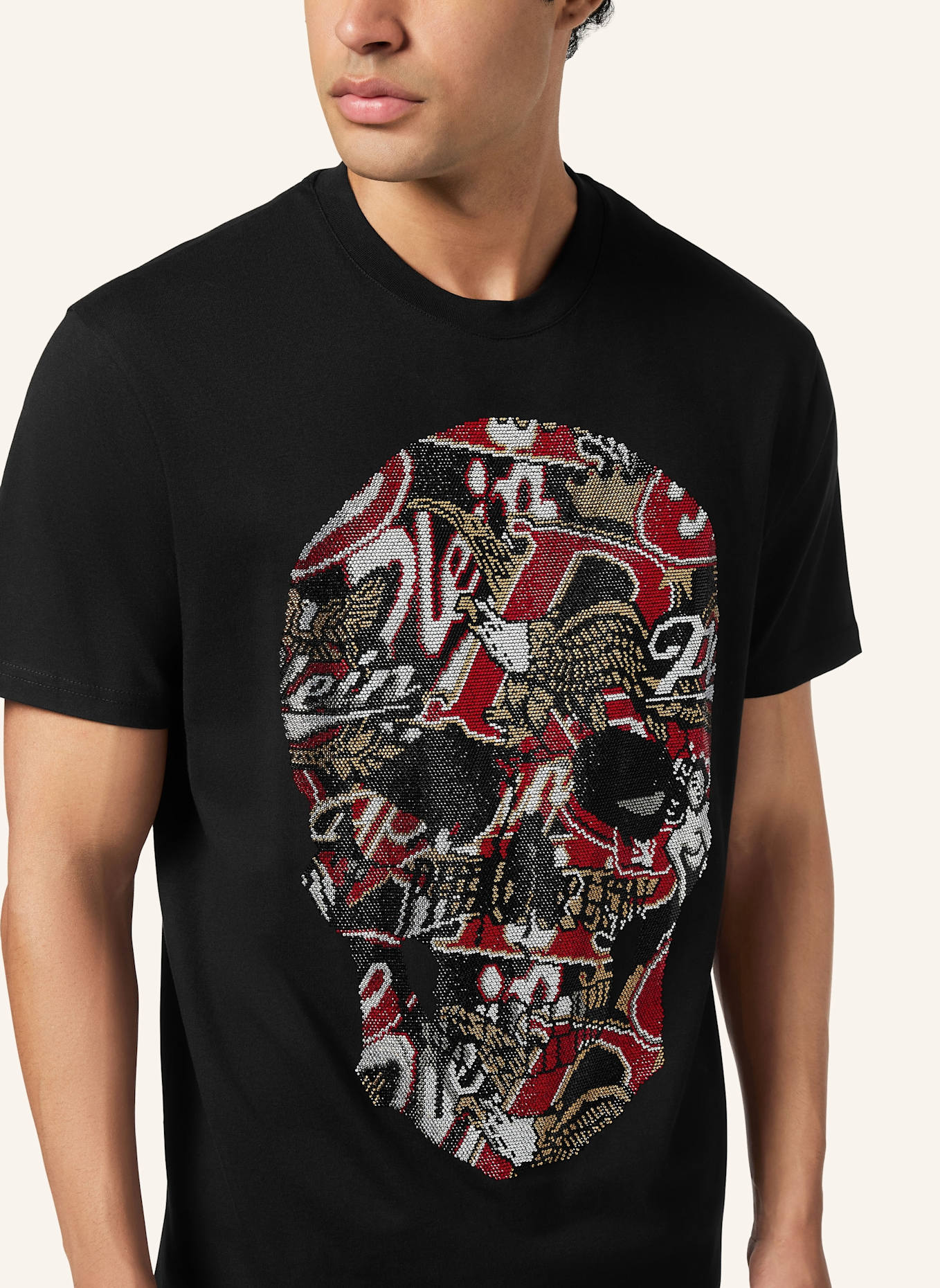 PHILIPP PLEIN T-Shirt Rundhalsausschnitt Ss SKULL: SCHWARZ