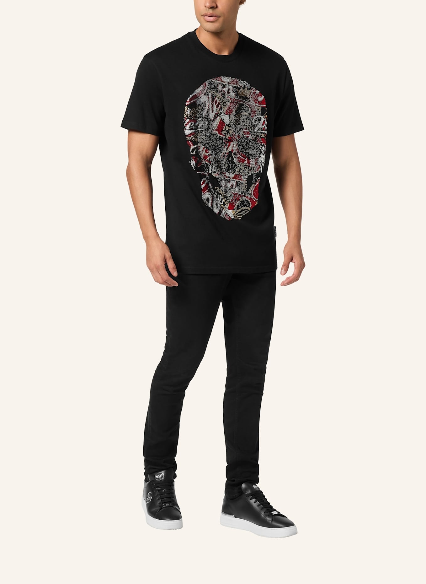 PHILIPP PLEIN T-Shirt Rundhalsausschnitt Ss SKULL: SCHWARZ