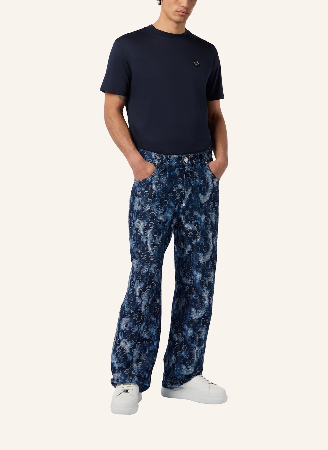 PHILIPP PLEIN PHILIPP PLEIN Beach Boy Fit Jeans Jacquard Monogram: DUNKELBLAU