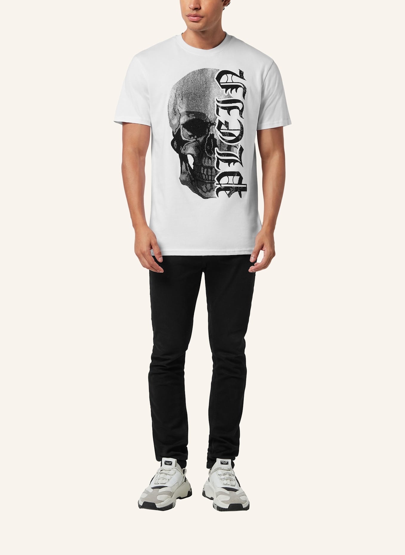 PHILIPP PLEIN T-Shirt Rundhalsausschnitt Ss GOTHIC PLEIN: WEISS