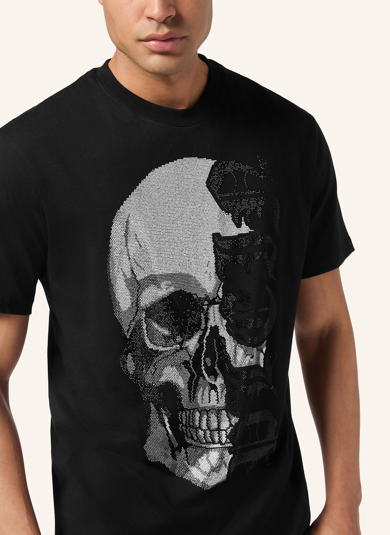 PHILIPP PLEIN T-Shirt Rundhalsausschnitt Ss GOTHIC PLEIN: SCHWARZ