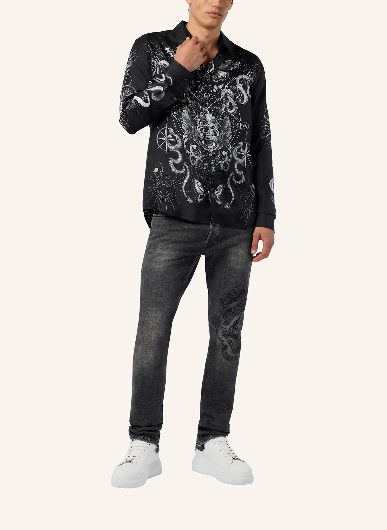 PHILIPP PLEIN PHILIPP PLEIN Silk Shirt All-Over Tattoo: SCHWARZ