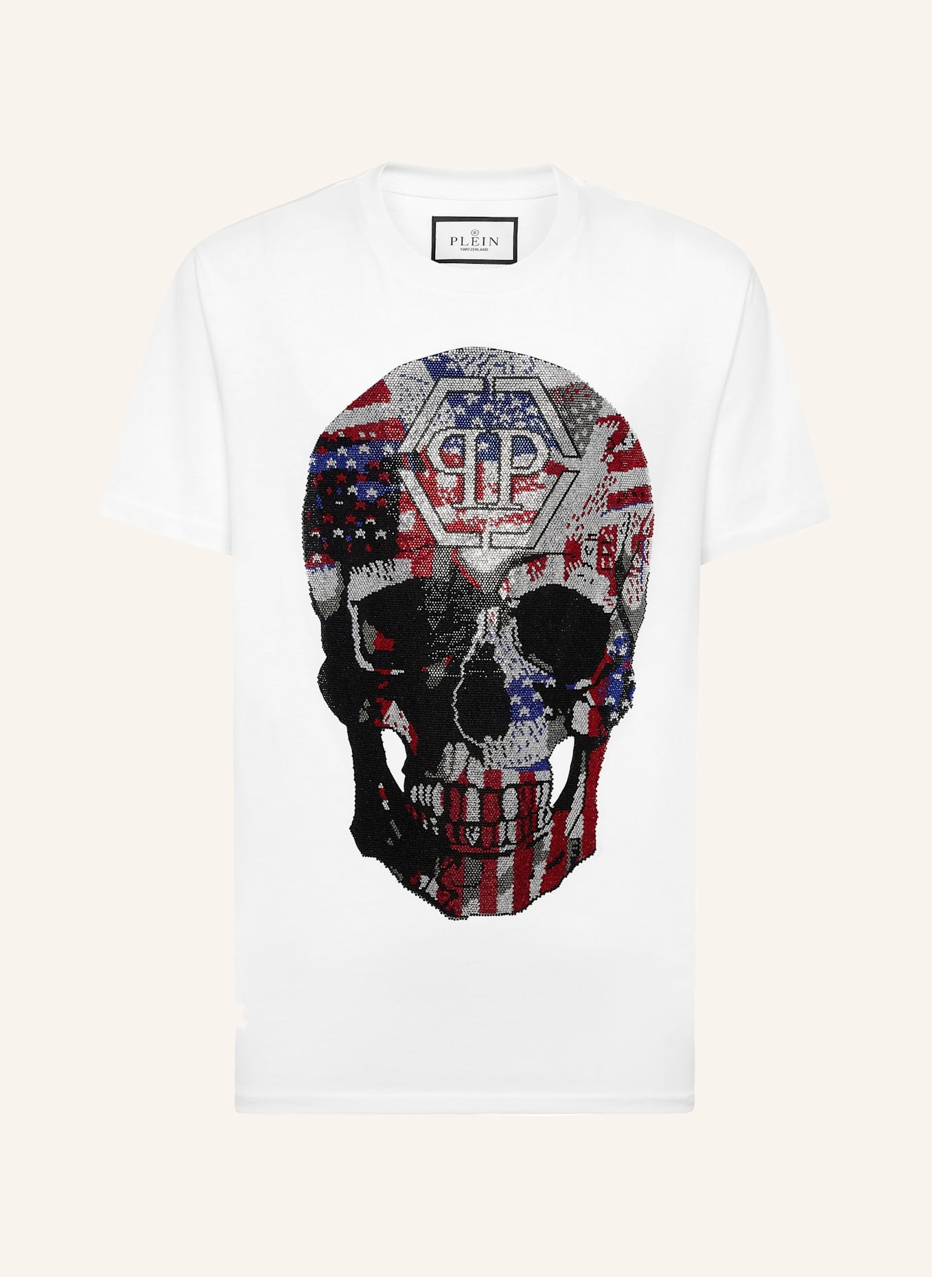 PHILIPP PLEIN T-Shirt Rundhalsausschnitt Ss SKULL: WEISS