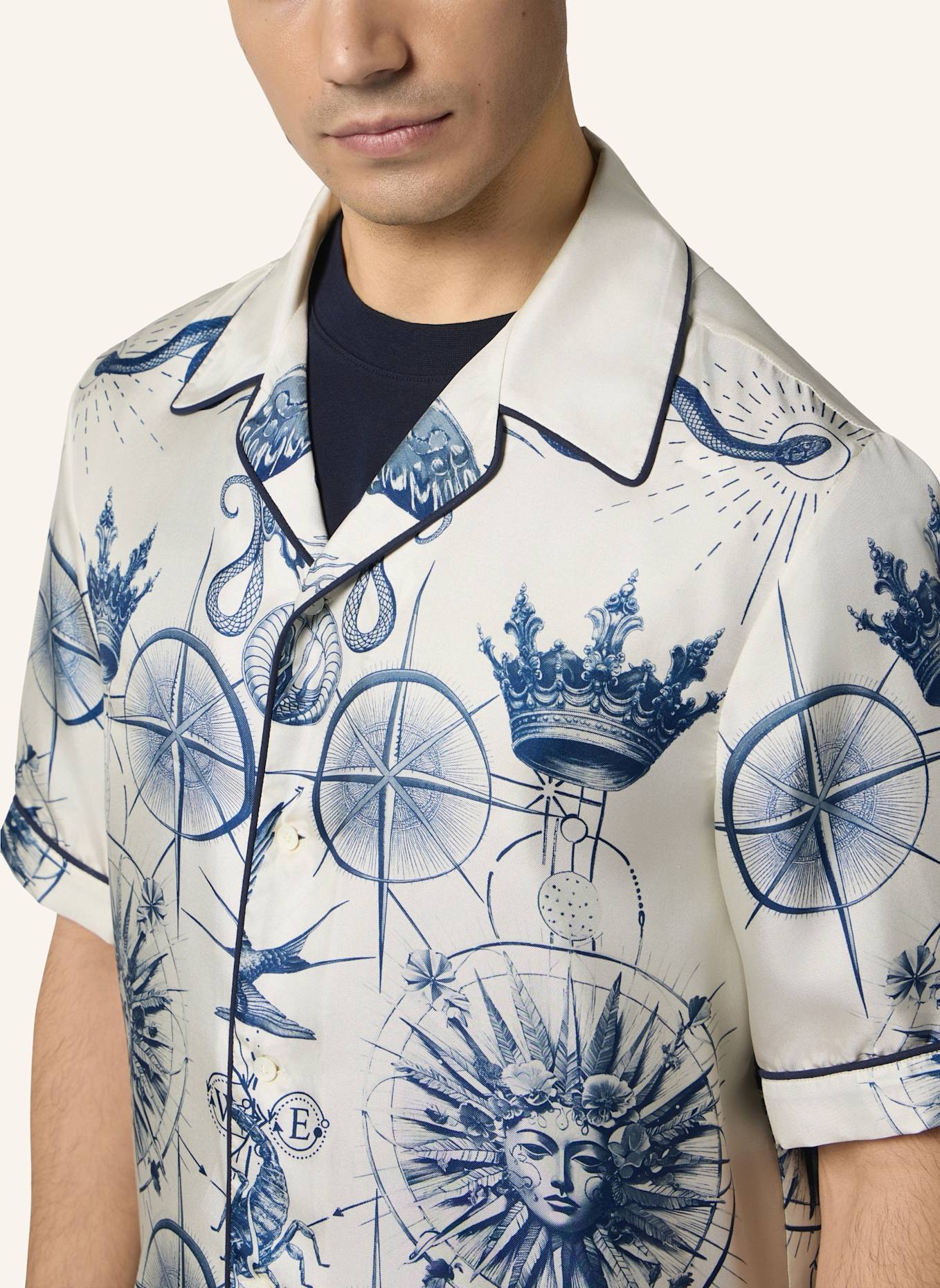 PHILIPP PLEIN PHILIPP PLEIN Silk Bowling Shirt All-Over Tattoo: SCHWARZ